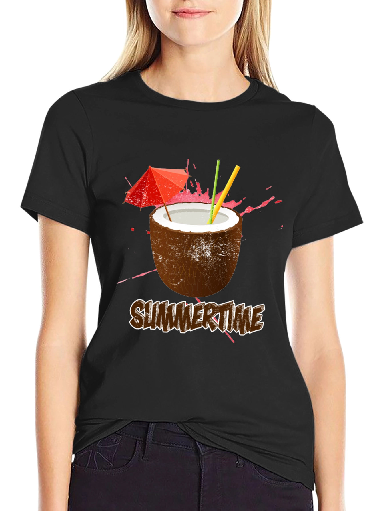 Summer Time Coconut Cocktail Graphic T-Shirt