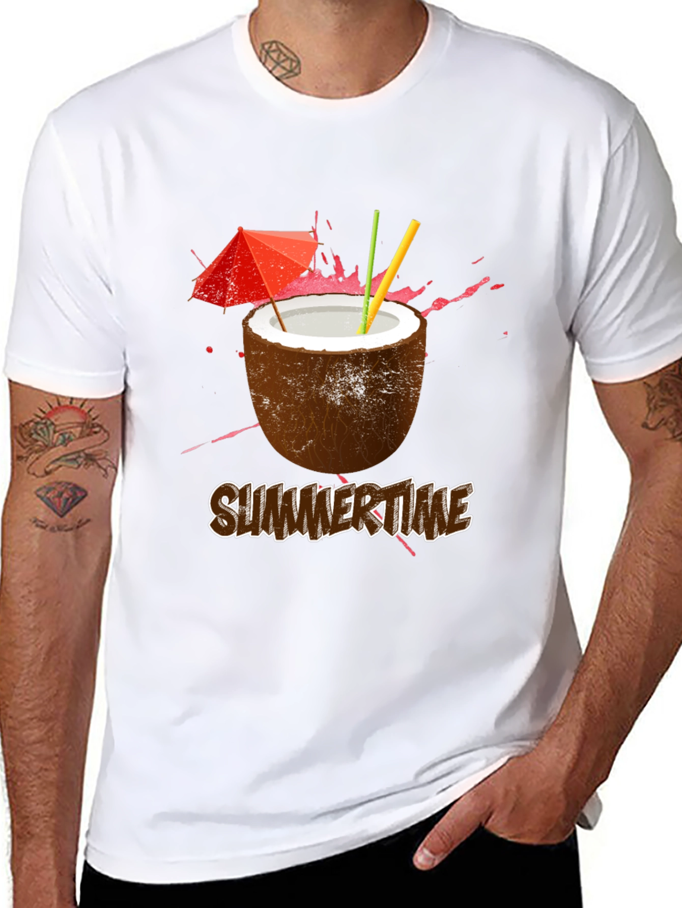 Summer Time Coconut Cocktail Graphic T-Shirt