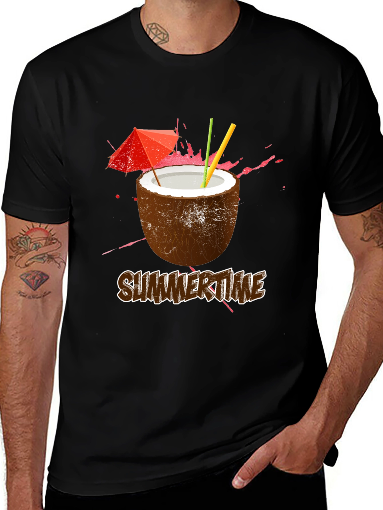 Summer Time Coconut Cocktail Graphic T-Shirt