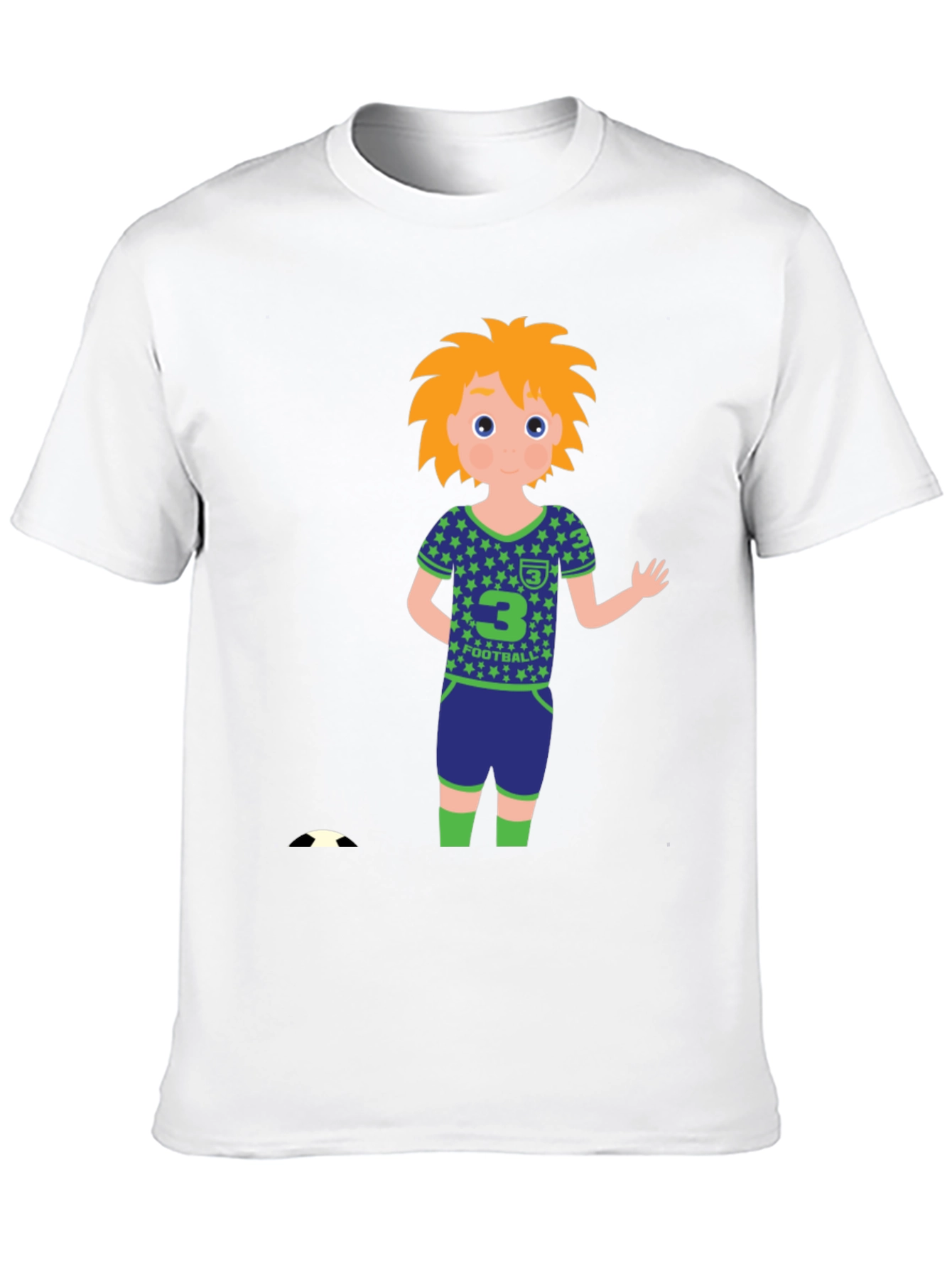 Cartoon Football Player Black T-Shirt