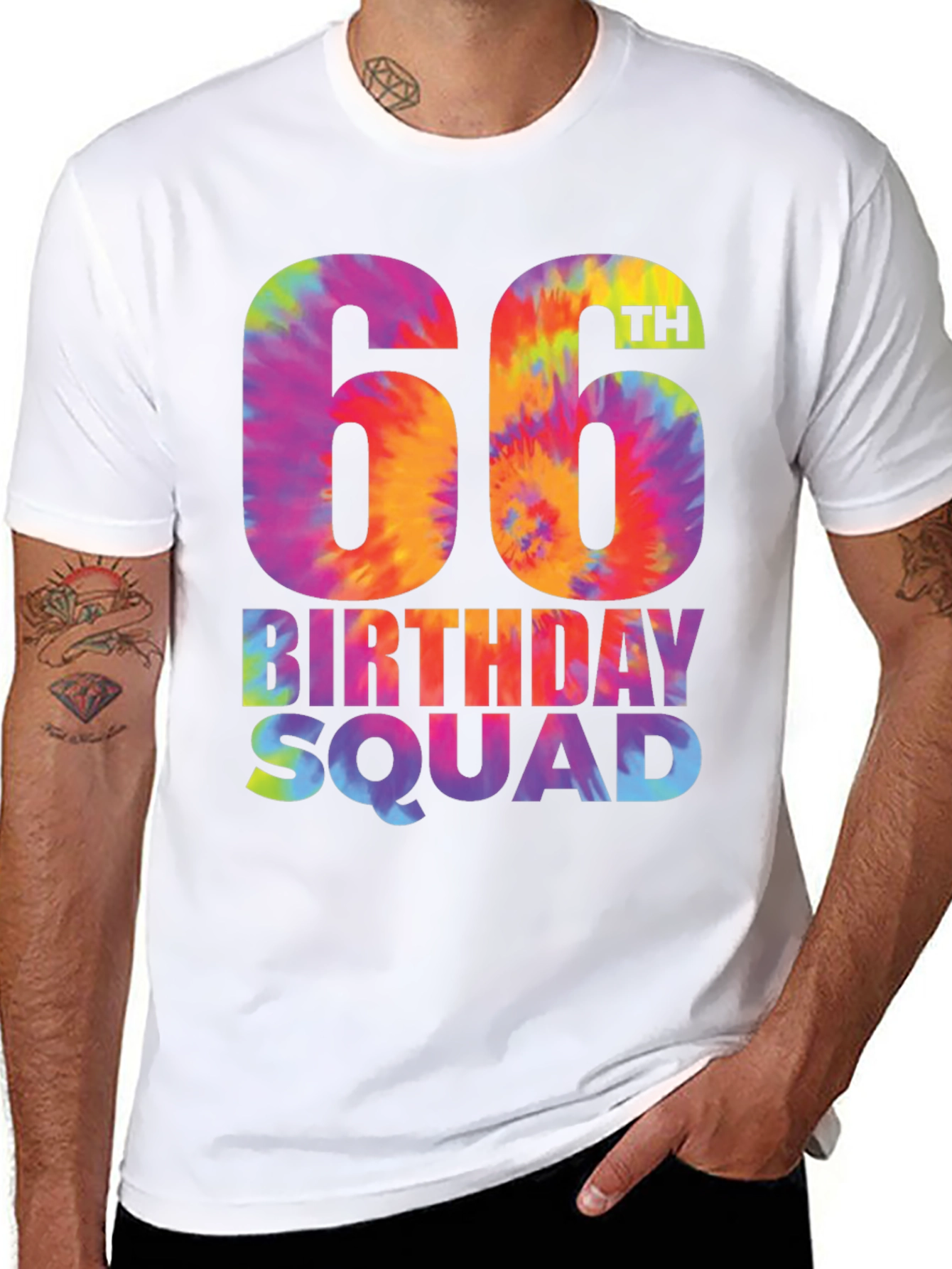 66th Birthday Squad Tie-Dye T-Shirt