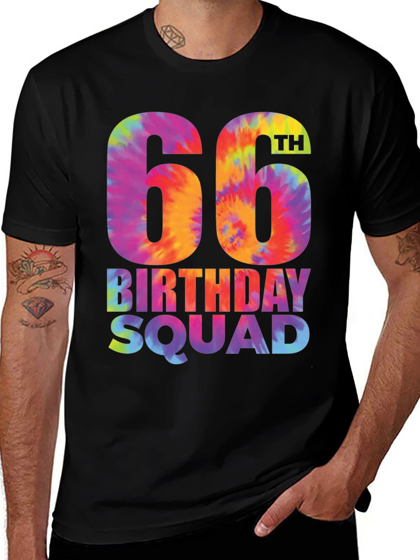 66th Birthday Squad Tie-Dye T-Shirt