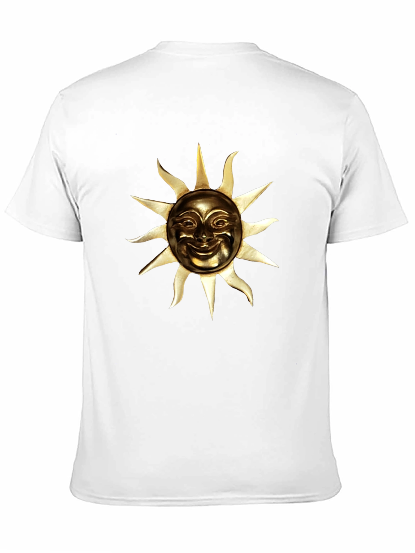 Golden Sun Face Graphic Black T-Shirt