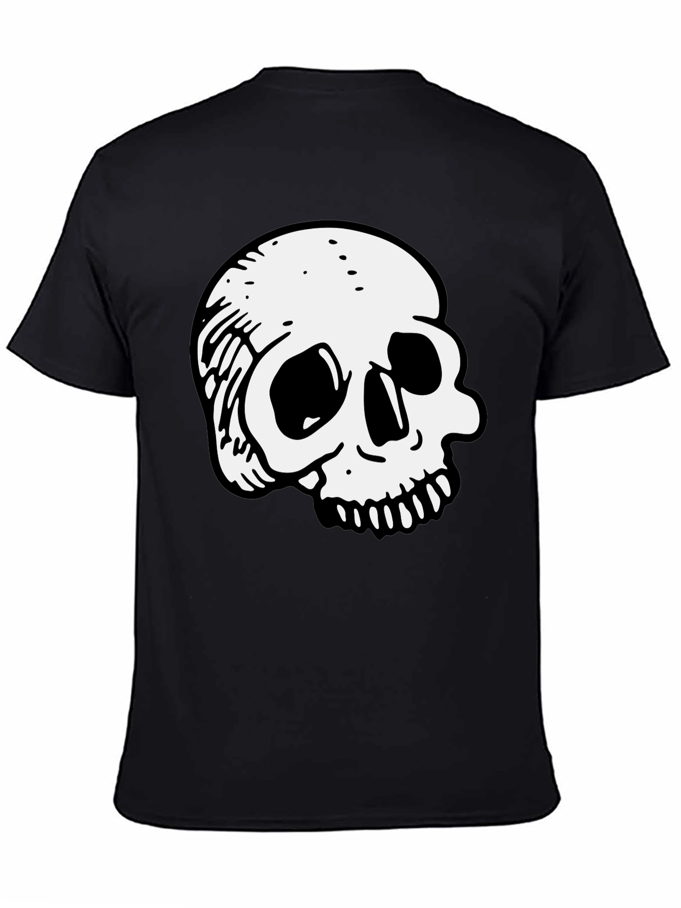 Black T-Shirt with Skull Graphic