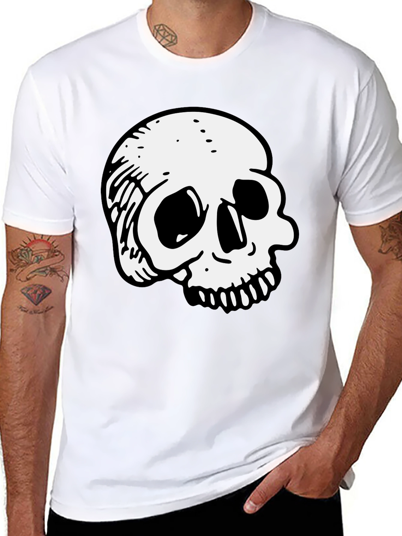 Black T-Shirt with Skull Graphic