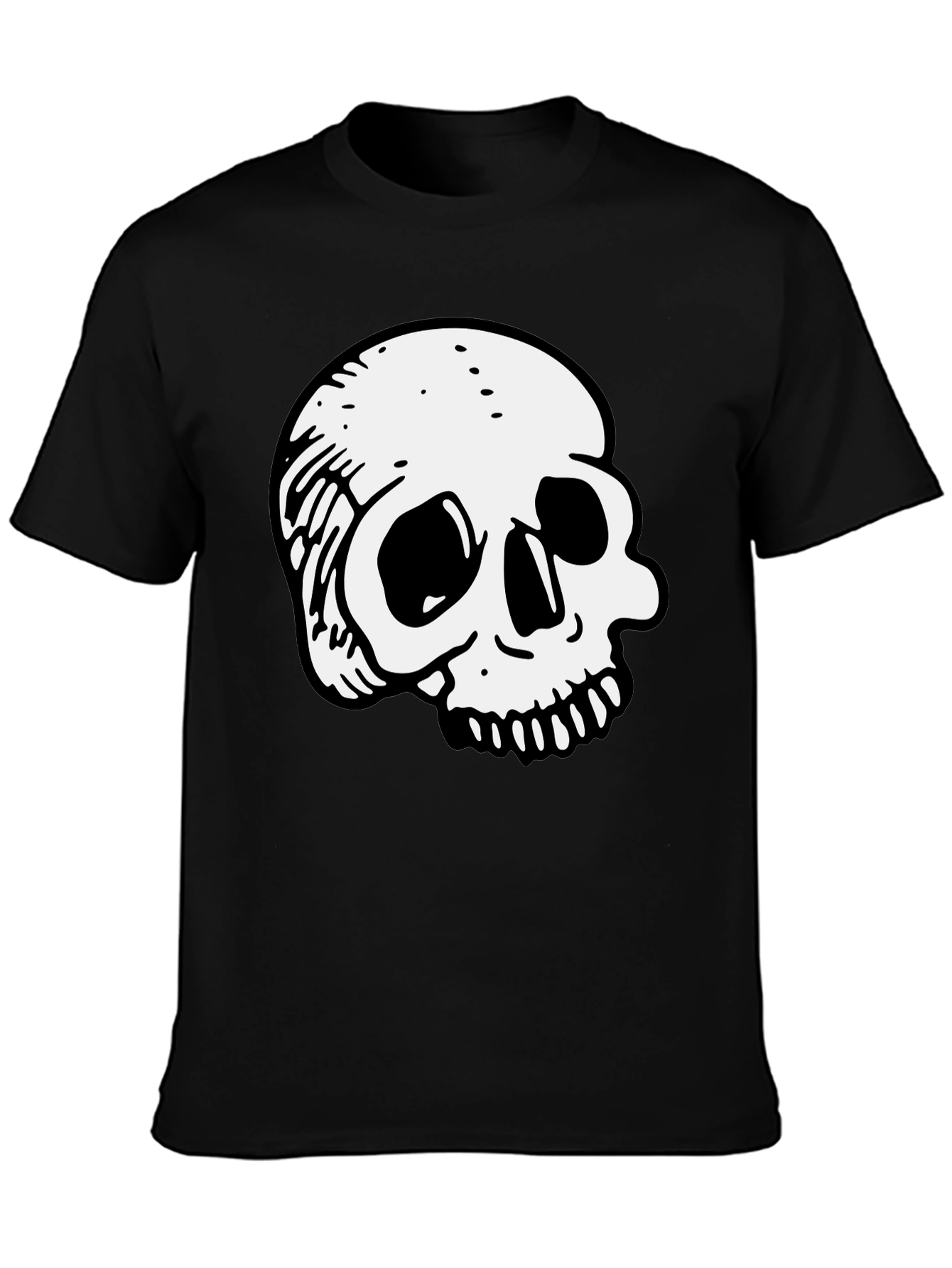 Black T-Shirt with Skull Graphic