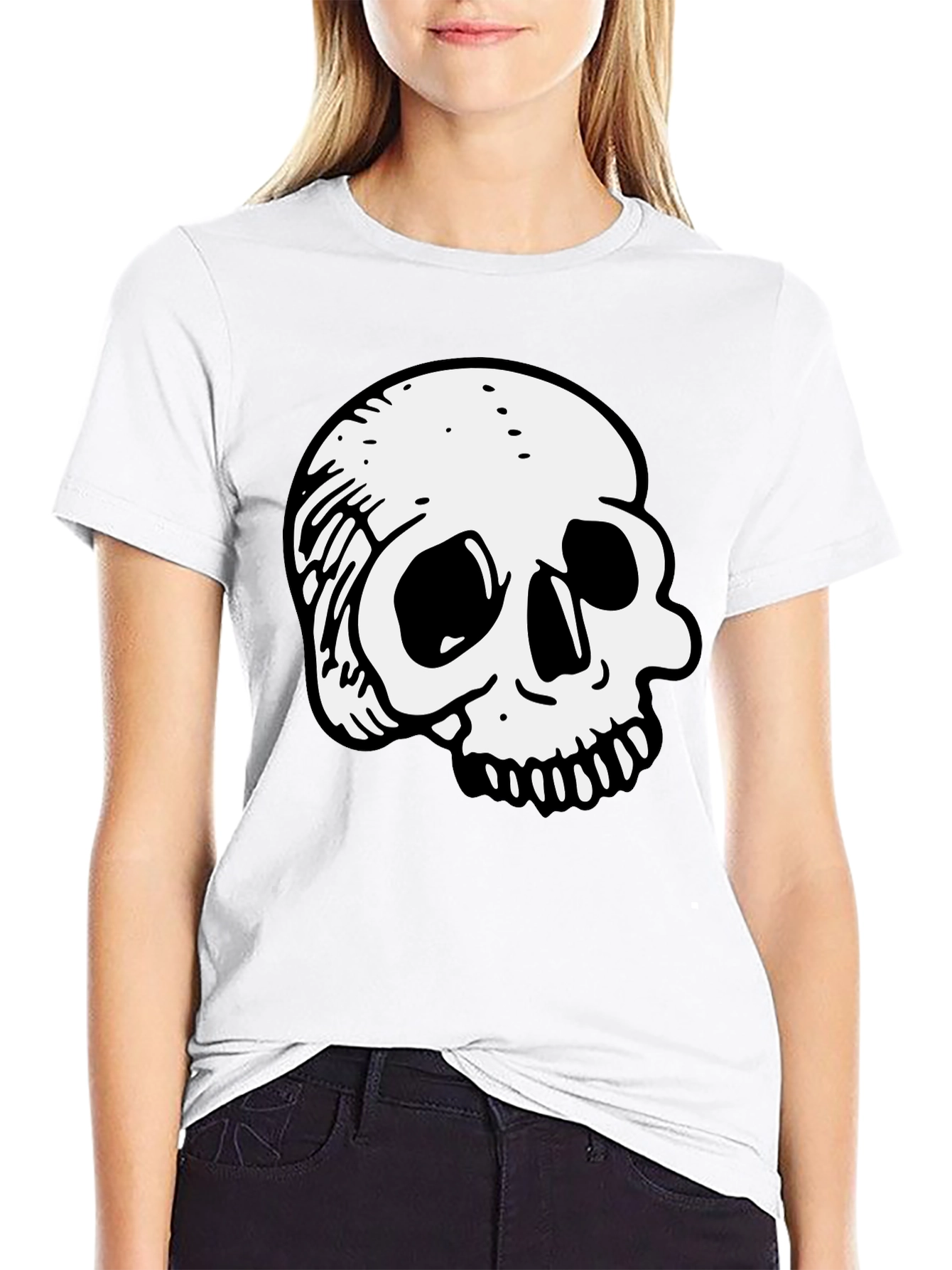 Black T-Shirt with Skull Graphic