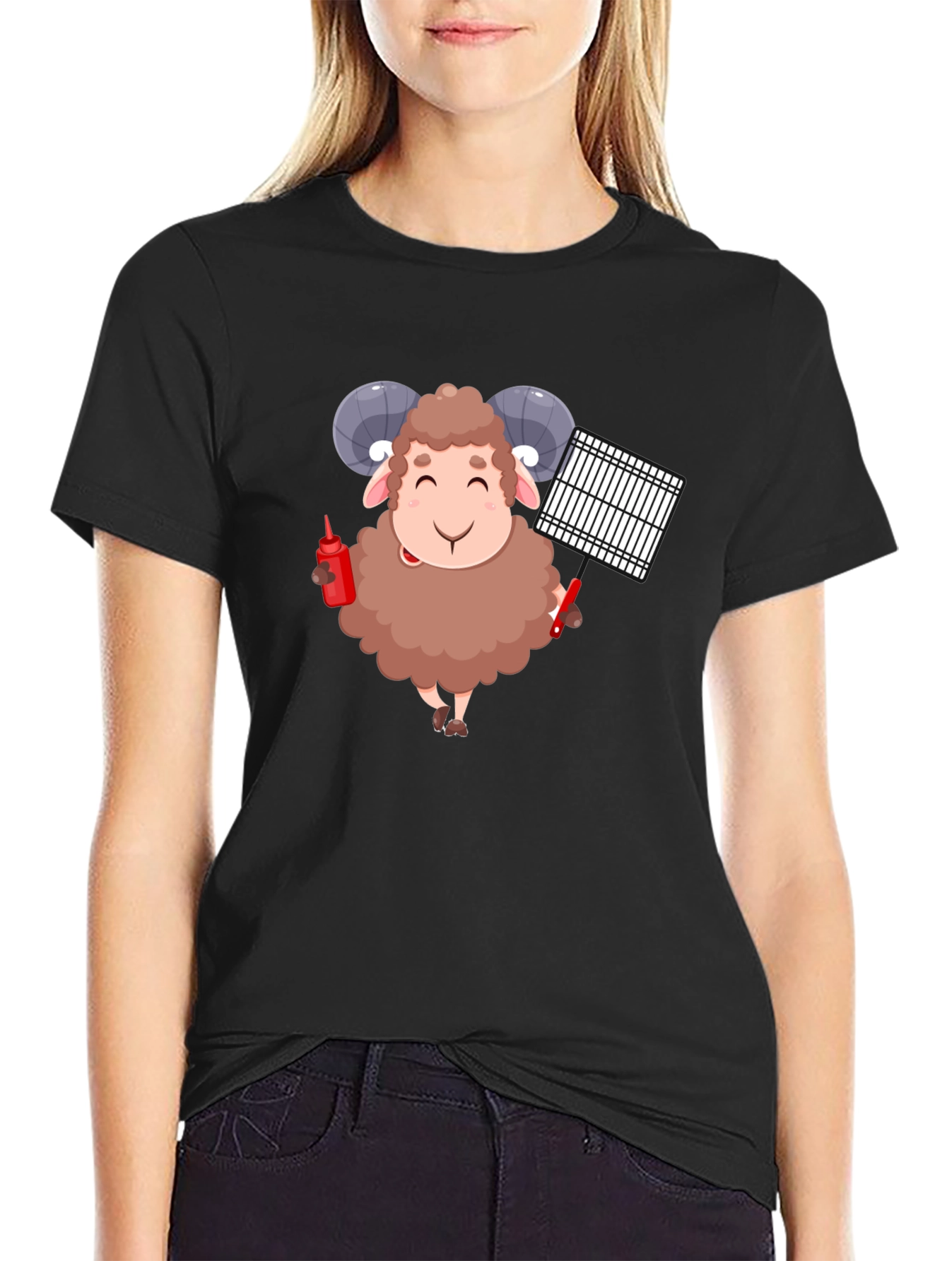 Grilling Ram Graphic Tee - Black T-Shirt