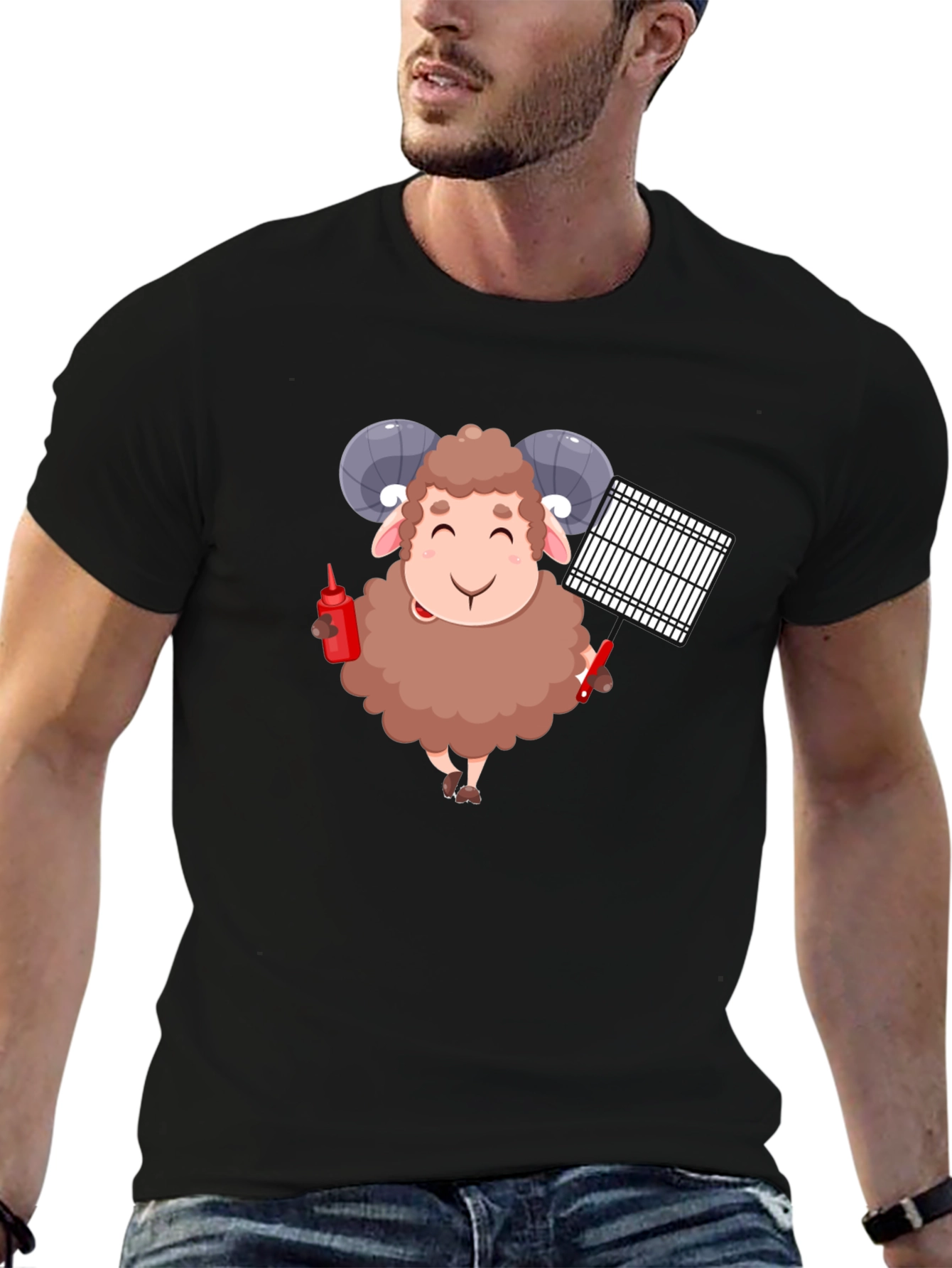 Grilling Ram Graphic Tee - Black T-Shirt