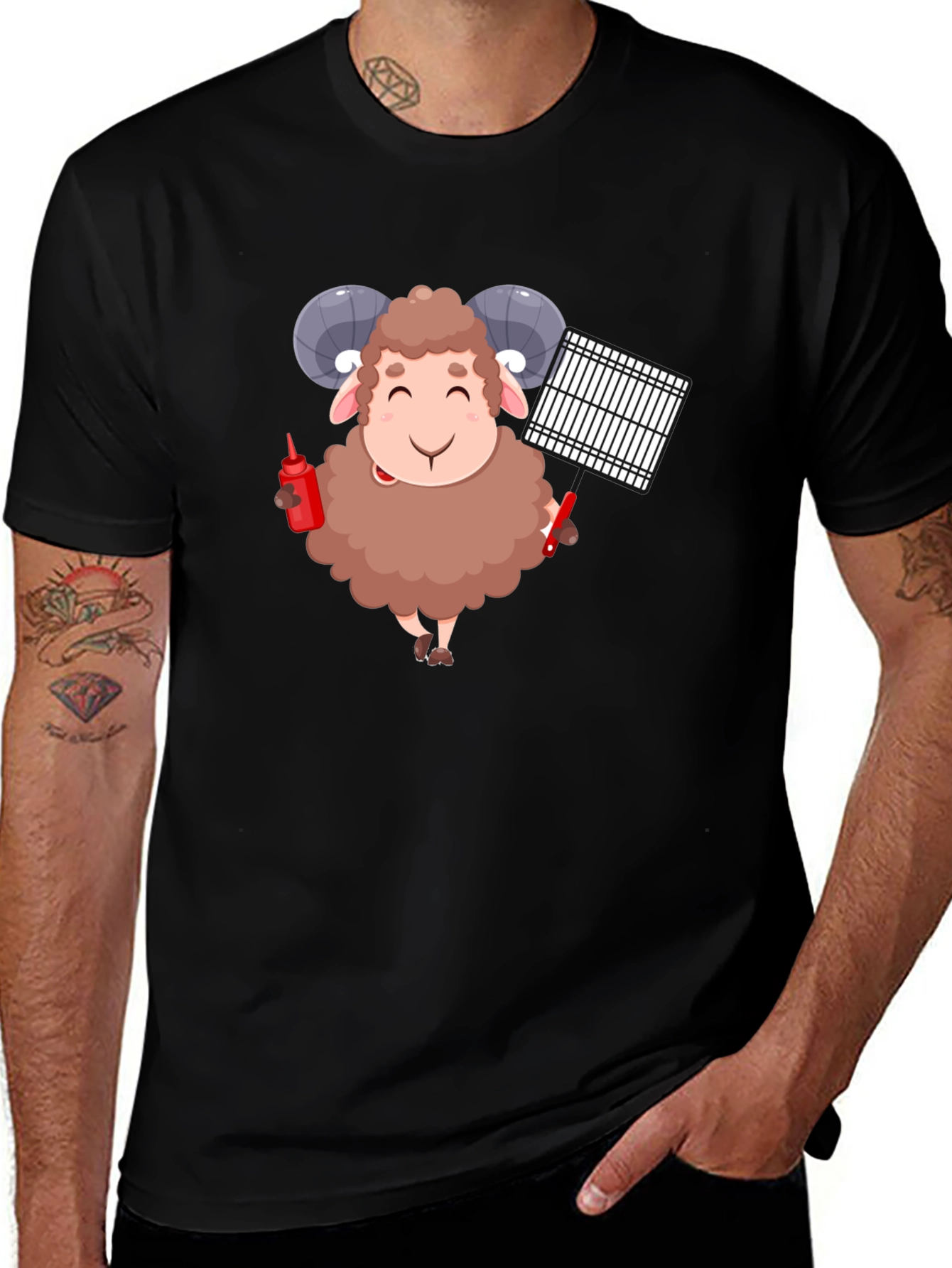 Grilling Ram Graphic Tee - Black T-Shirt