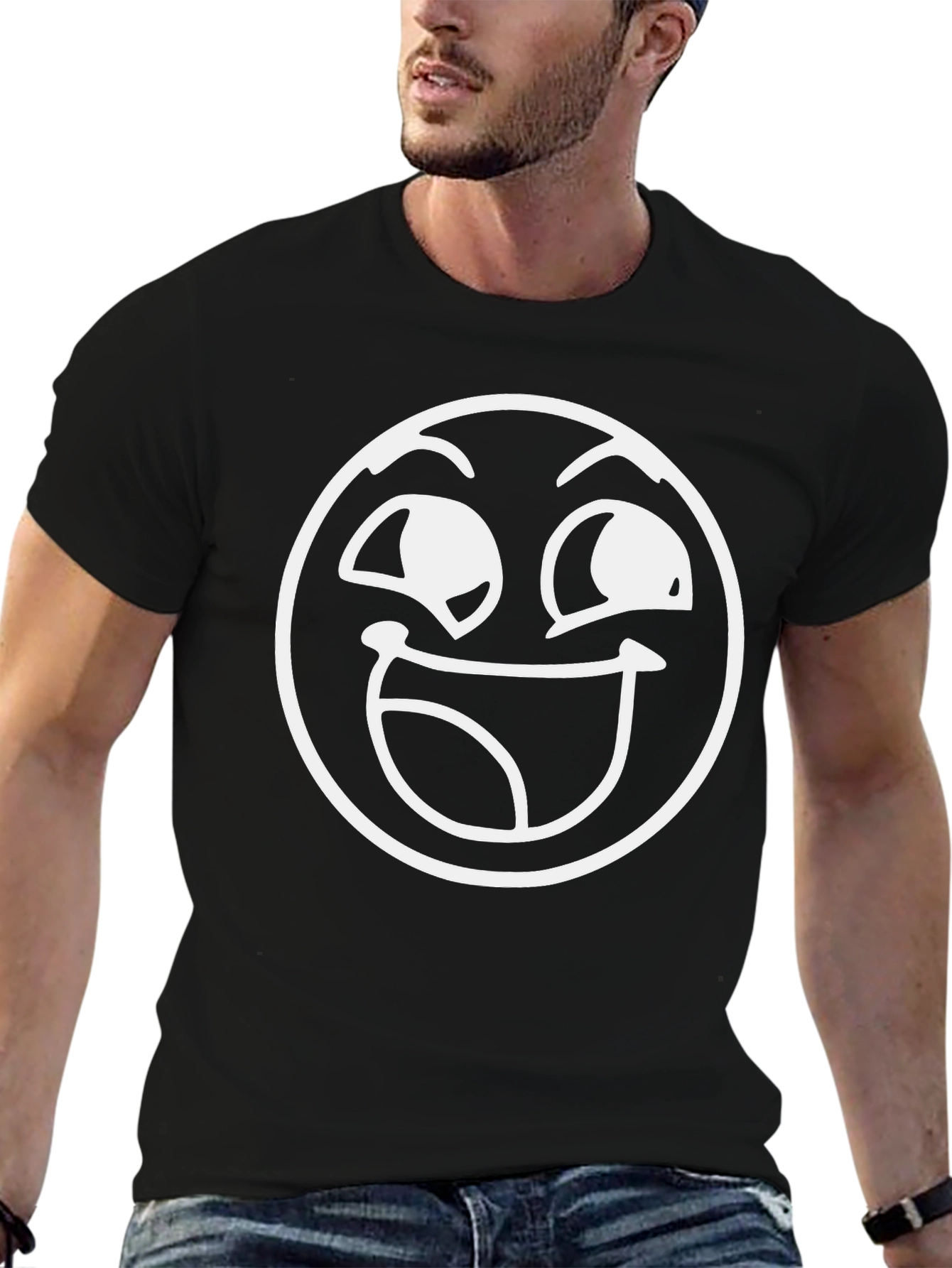 Smiley Face Graphic T-Shirt - Black
