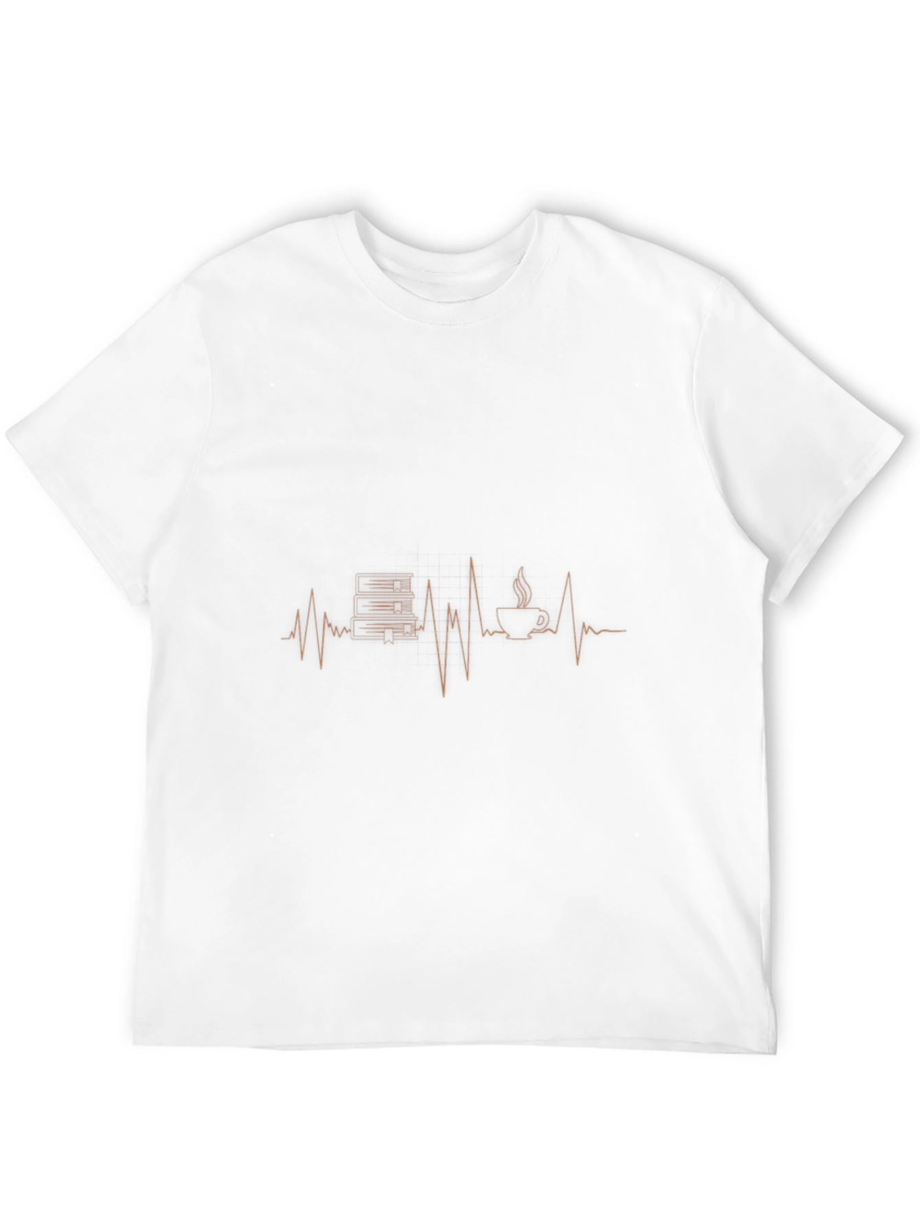 Book & Coffee Heartbeat T-Shirt - Black