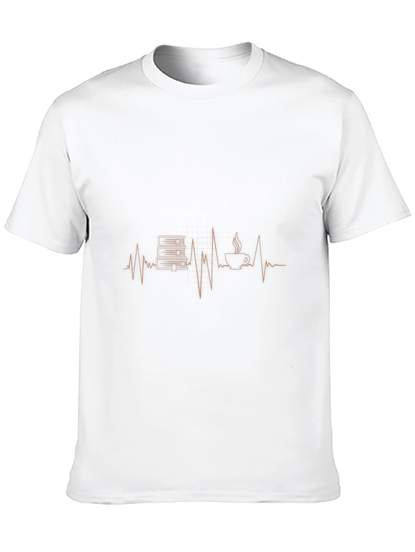 Book & Coffee Heartbeat T-Shirt - Black
