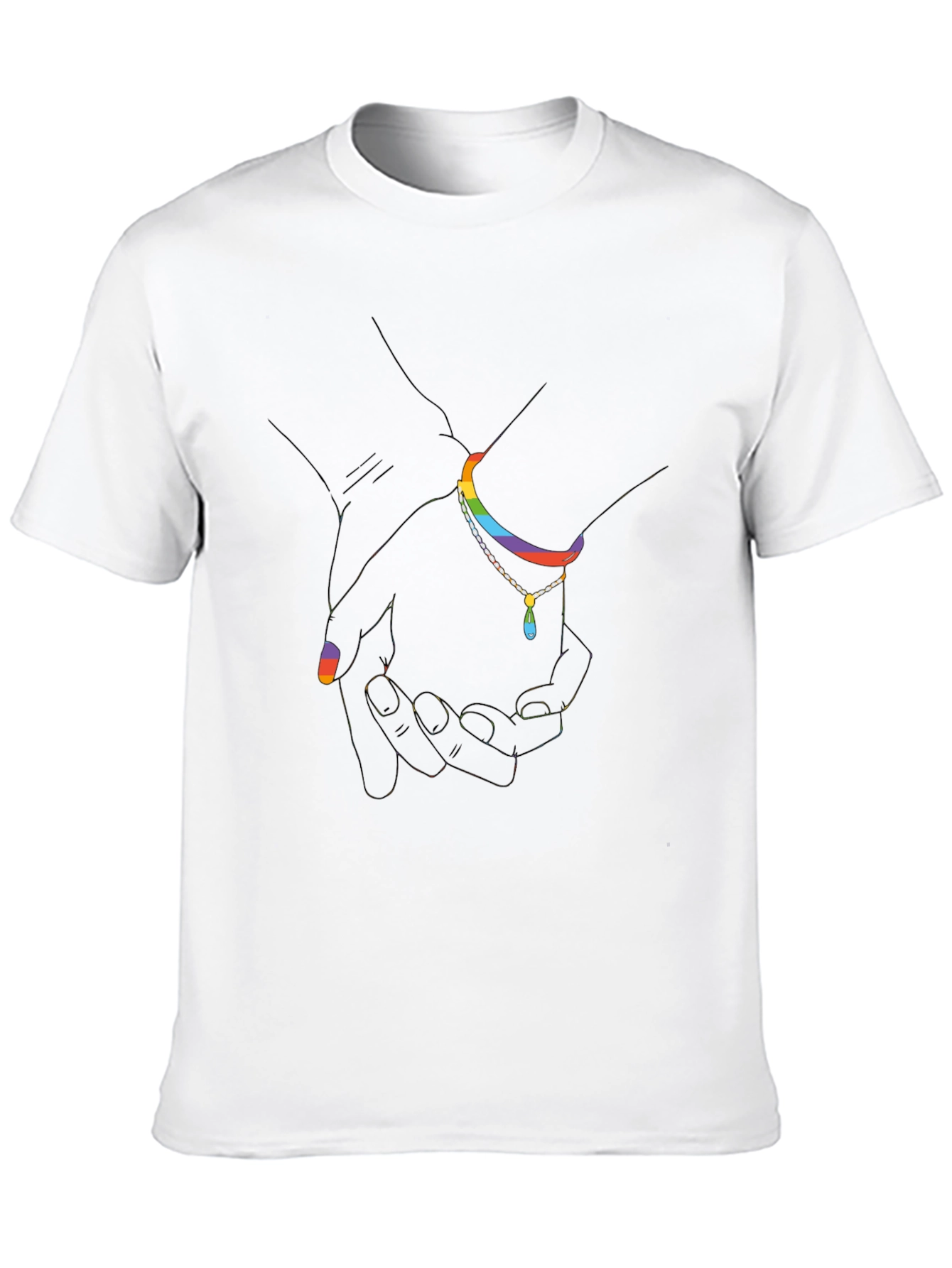 Rainbow Hand-in-Hand Graphic Black T-Shirt