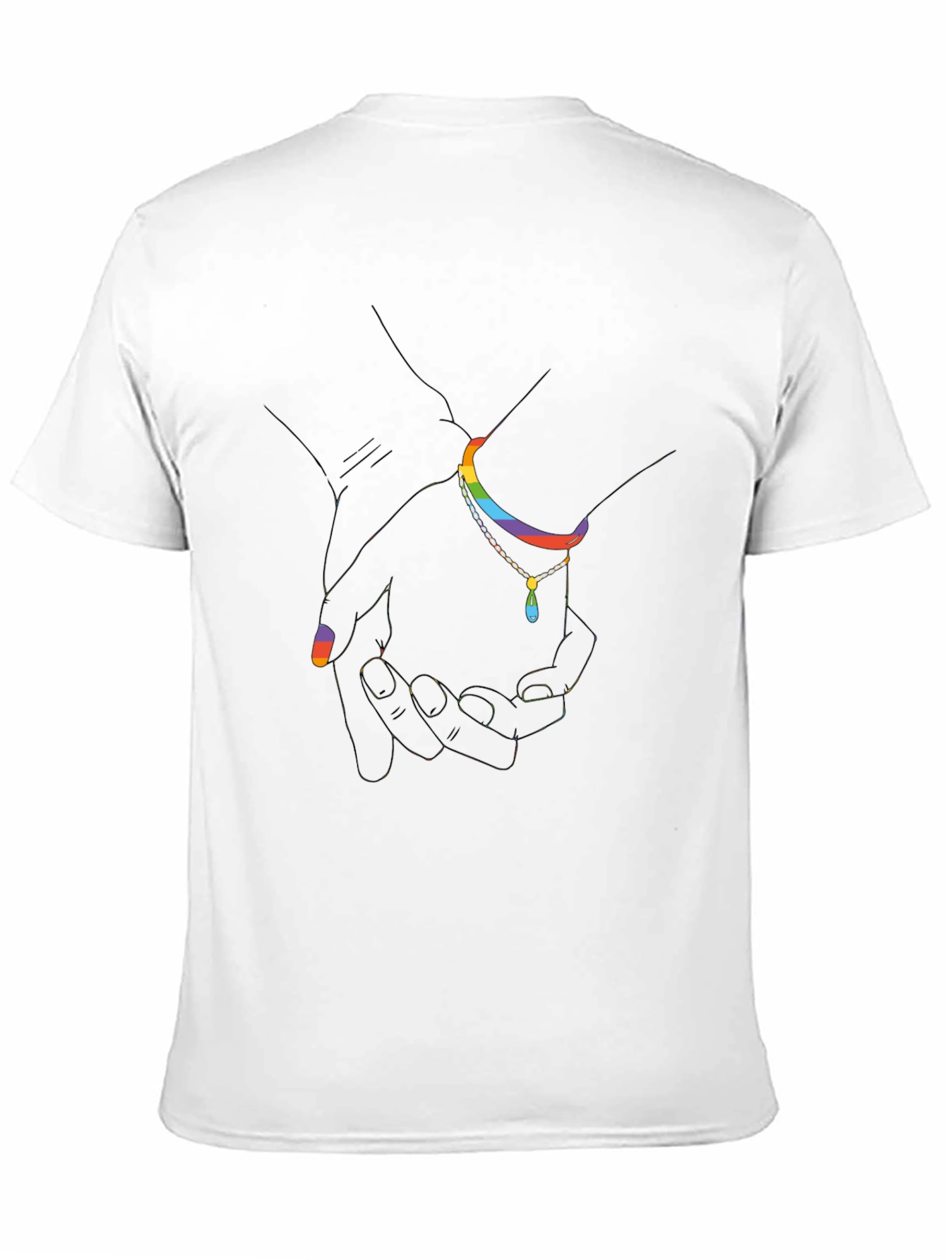Rainbow Hand-in-Hand Graphic Black T-Shirt