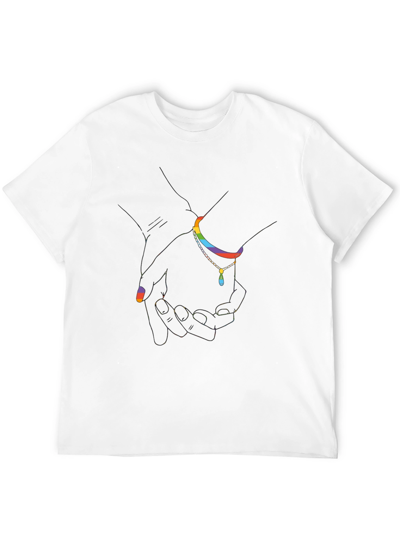 Rainbow Hand-in-Hand Graphic Black T-Shirt