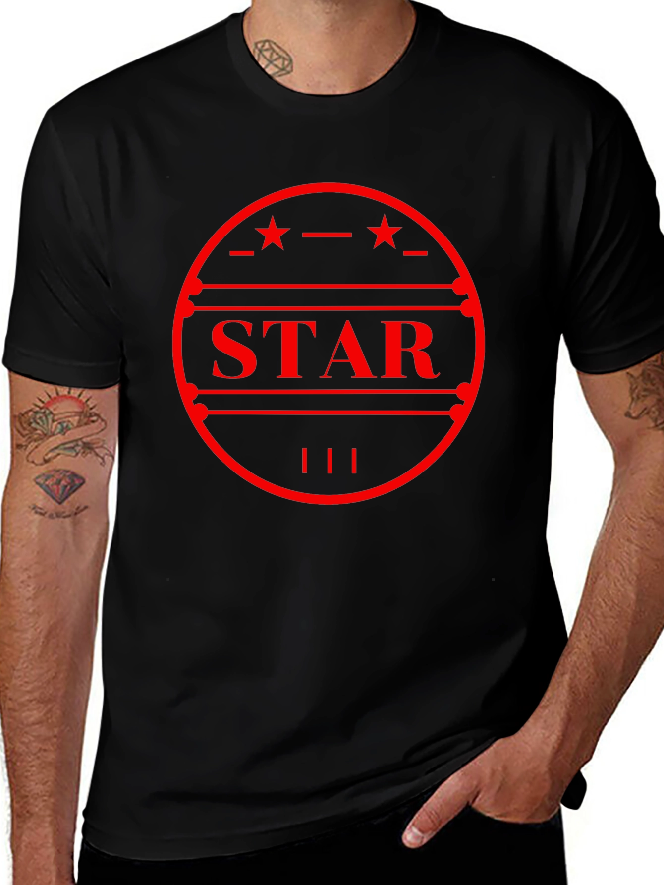 Black Star Graphic Tee - Stylish Mens T-Shirt