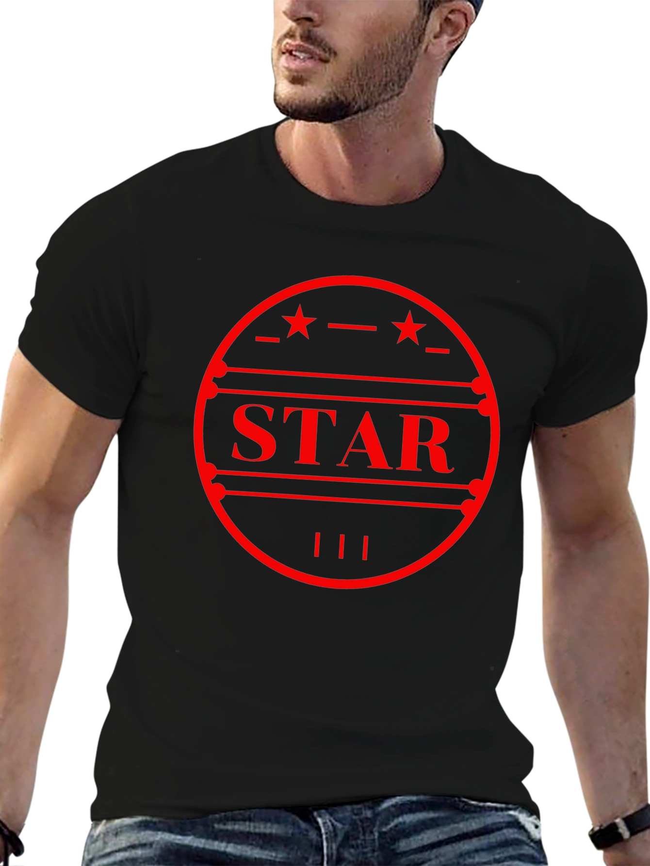 Black Star Graphic Tee - Stylish Mens T-Shirt