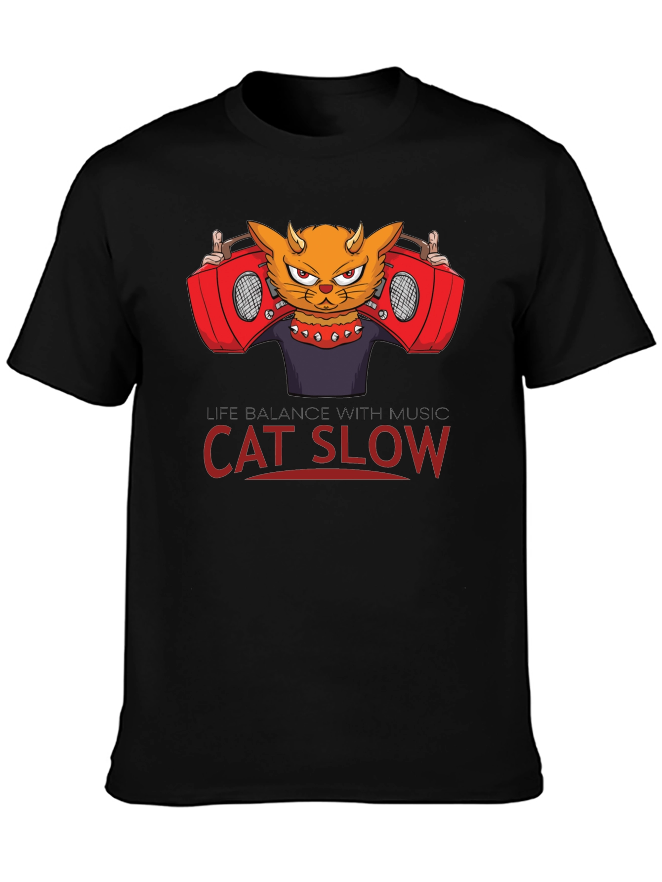 Cat Slow Music Graphic T-Shirt
