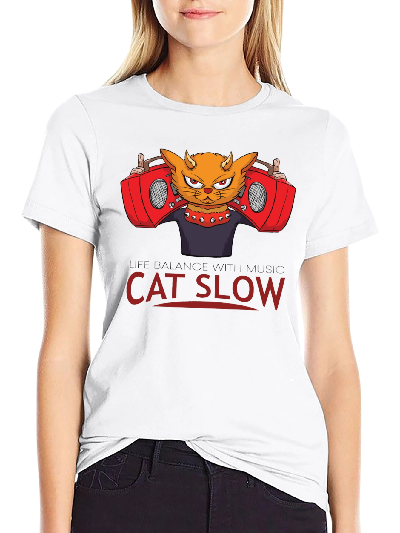 Cat Slow Music Graphic T-Shirt