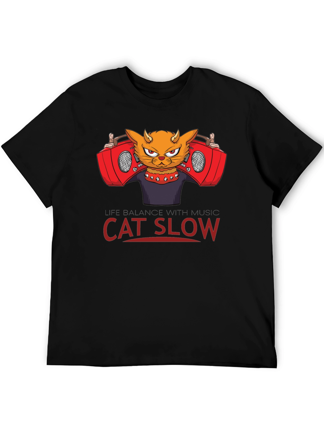 Cat Slow Music Graphic T-Shirt