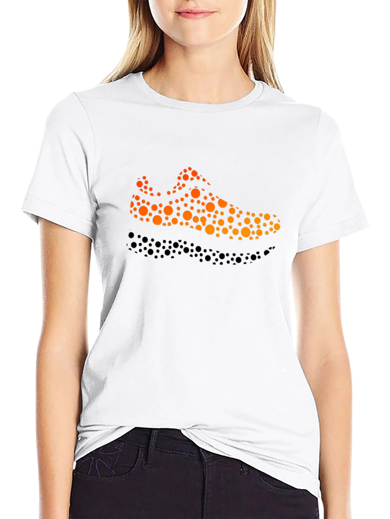 Stylish Shoe Print Black T-Shirt