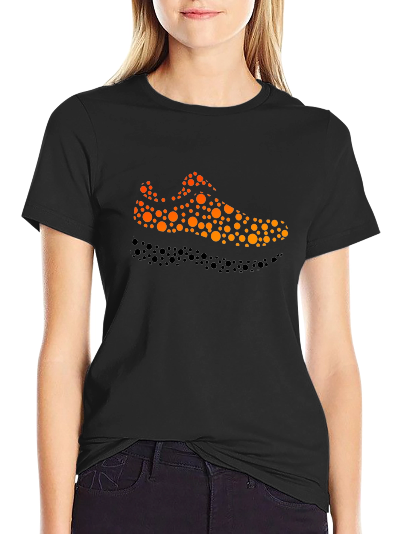 Stylish Shoe Print Black T-Shirt
