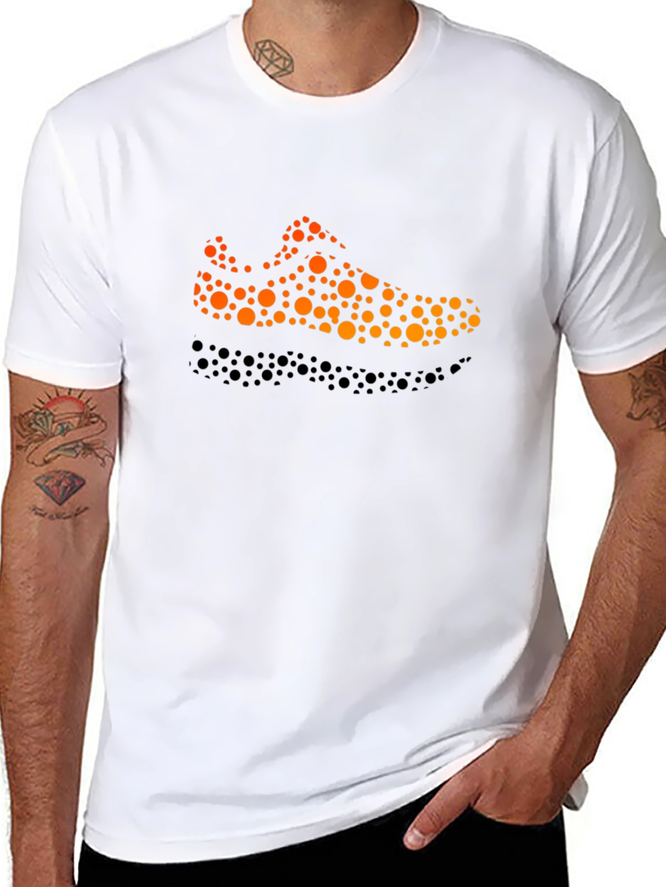 Stylish Shoe Print Black T-Shirt