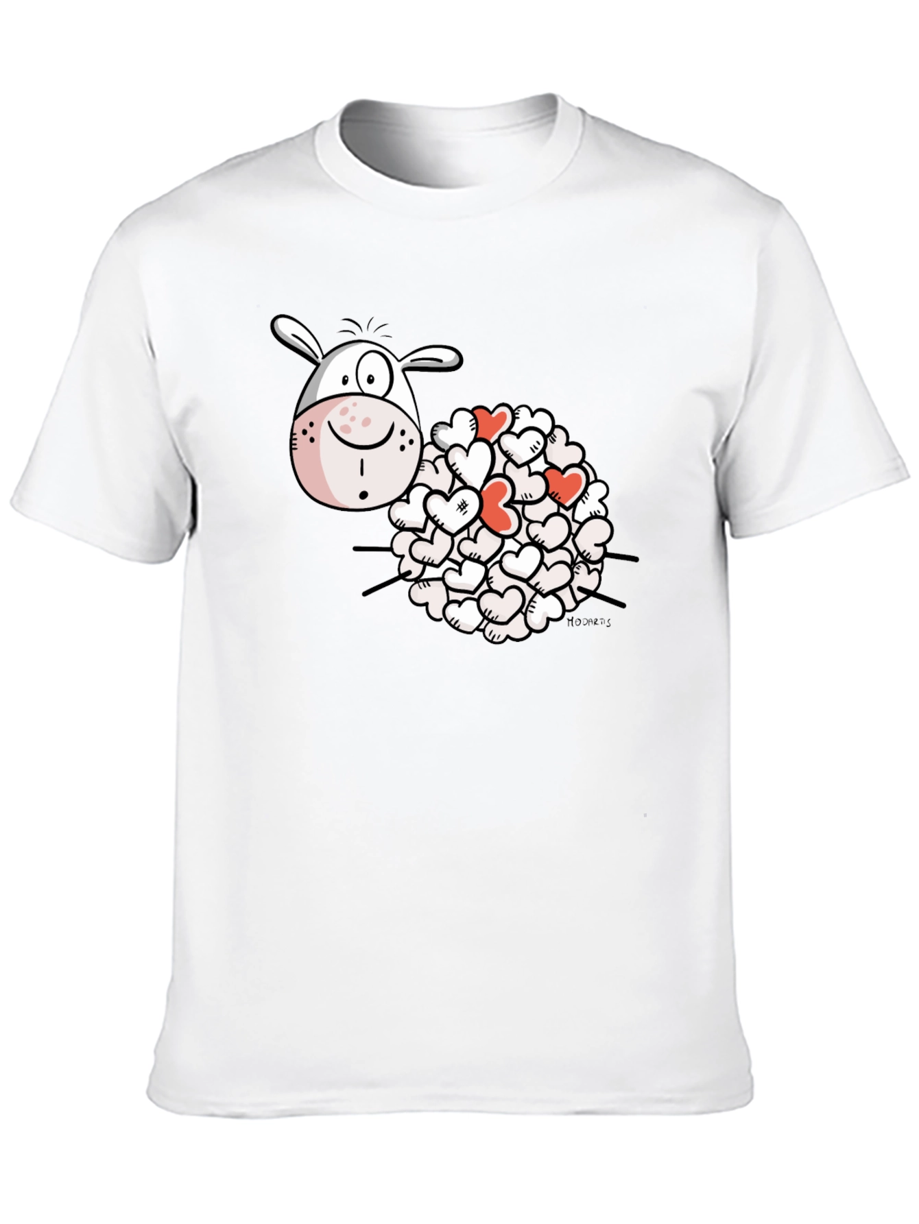 Heart Sheep Black T-Shirt Novelty Graphic Tee