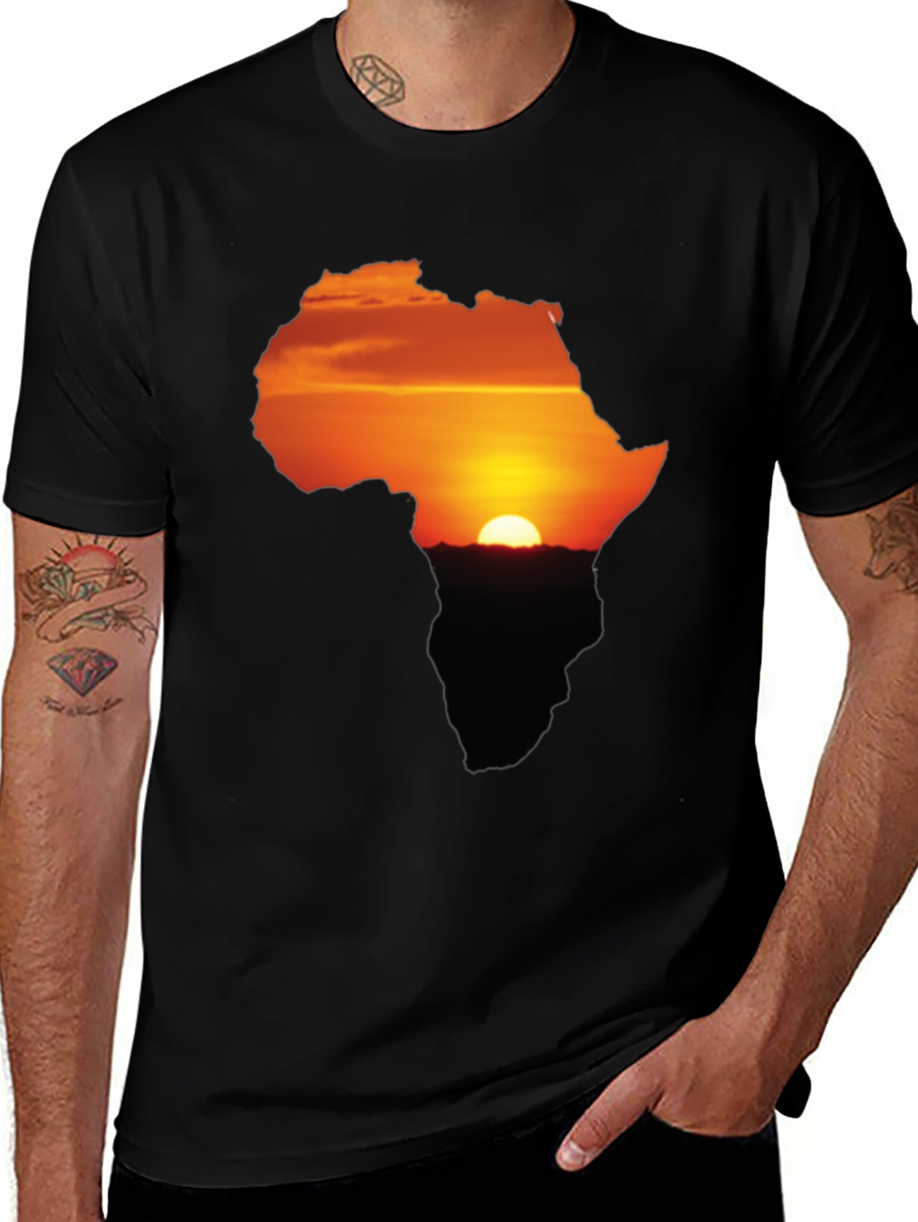 Africa Sunset Silhouette Graphic Tee - Unisex Black T-Shirt