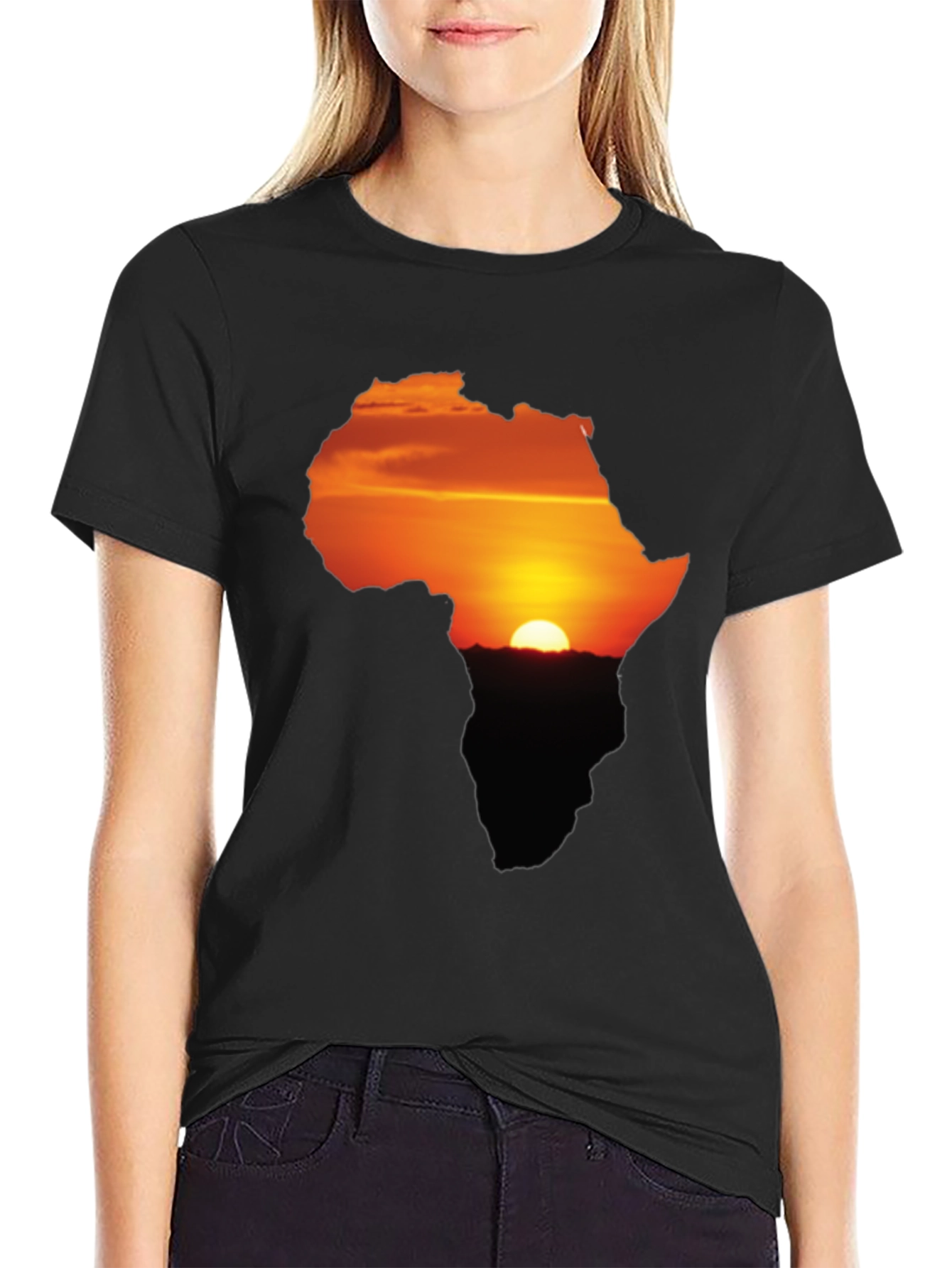 Africa Sunset Silhouette Graphic Tee - Unisex Black T-Shirt
