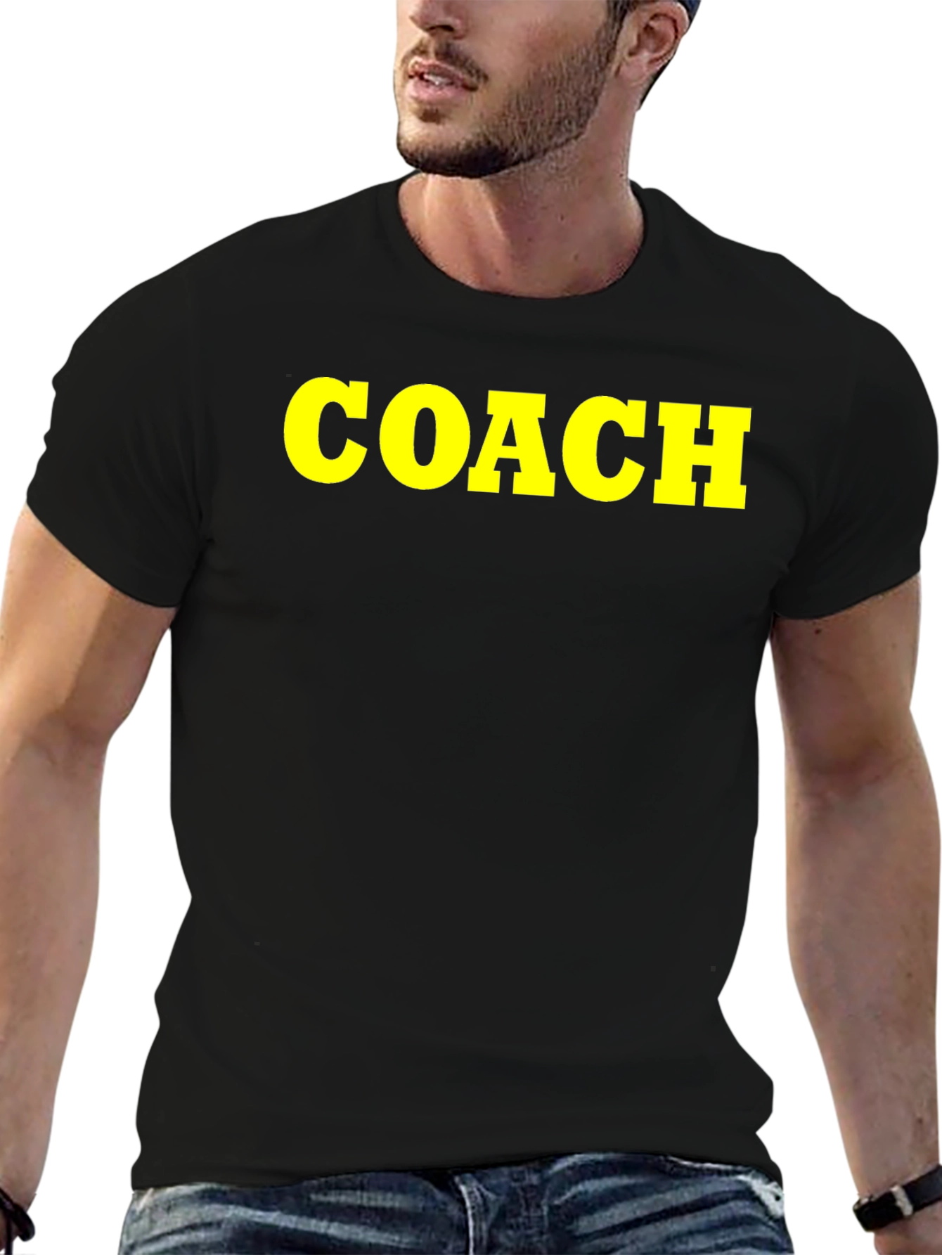 Coach T-Shirt - Bold Yellow Text on Black