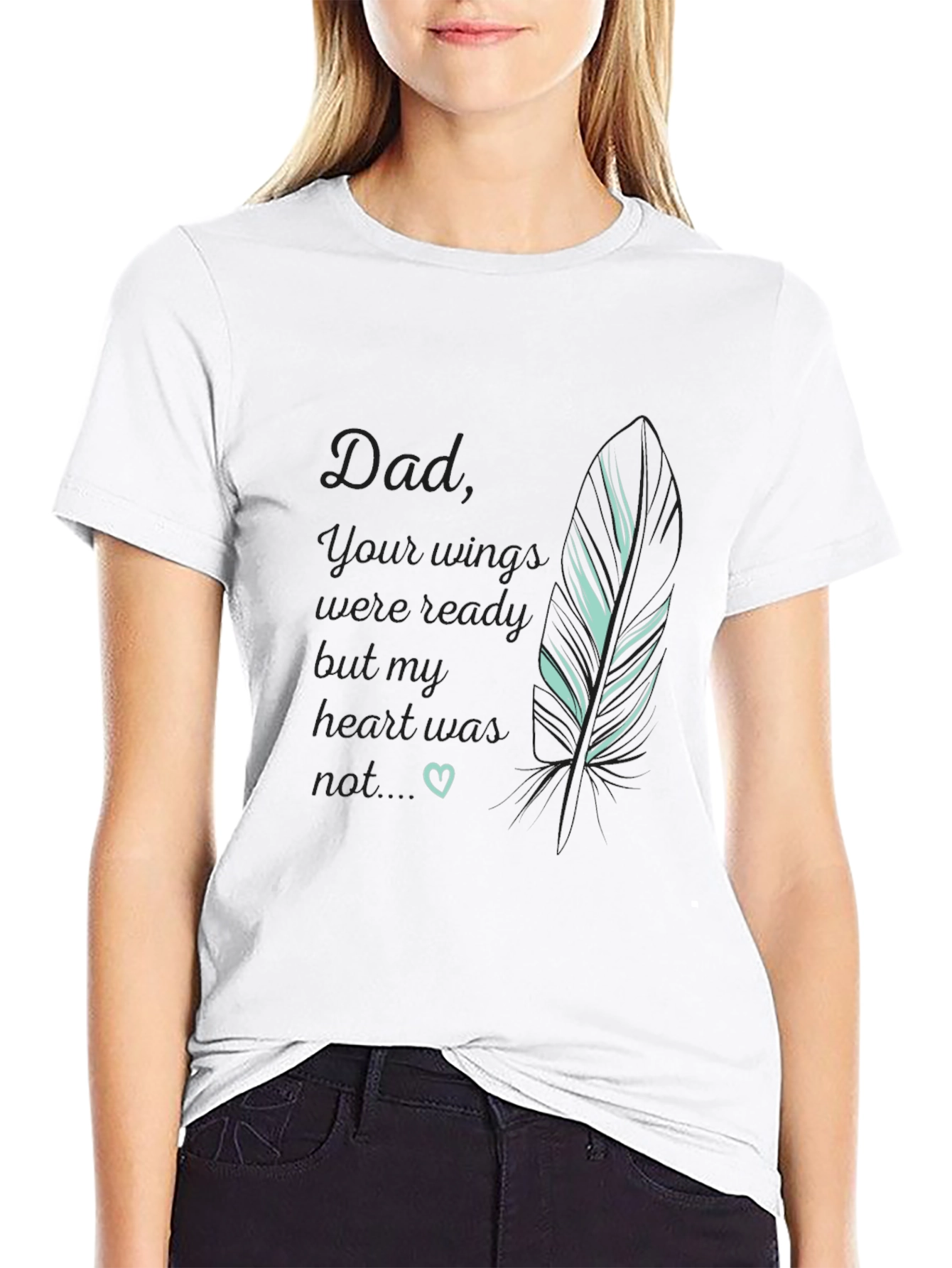Dad Memorial T-Shirt Feather Graphic