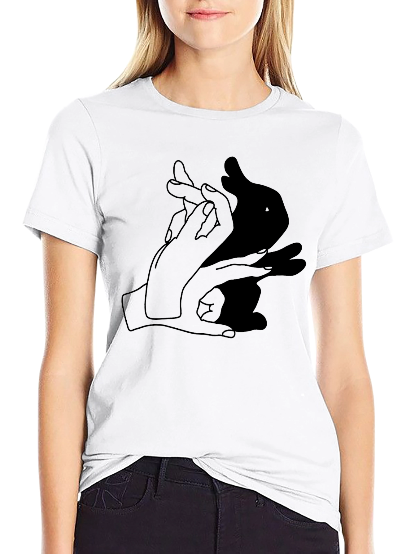 Rabbit Shadow Hand Gesture Graphic Tee