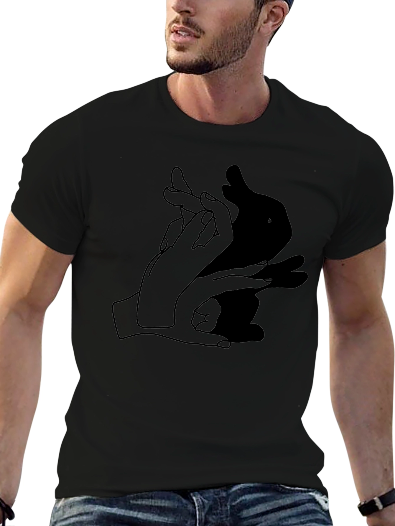 Rabbit Shadow Hand Gesture Graphic Tee
