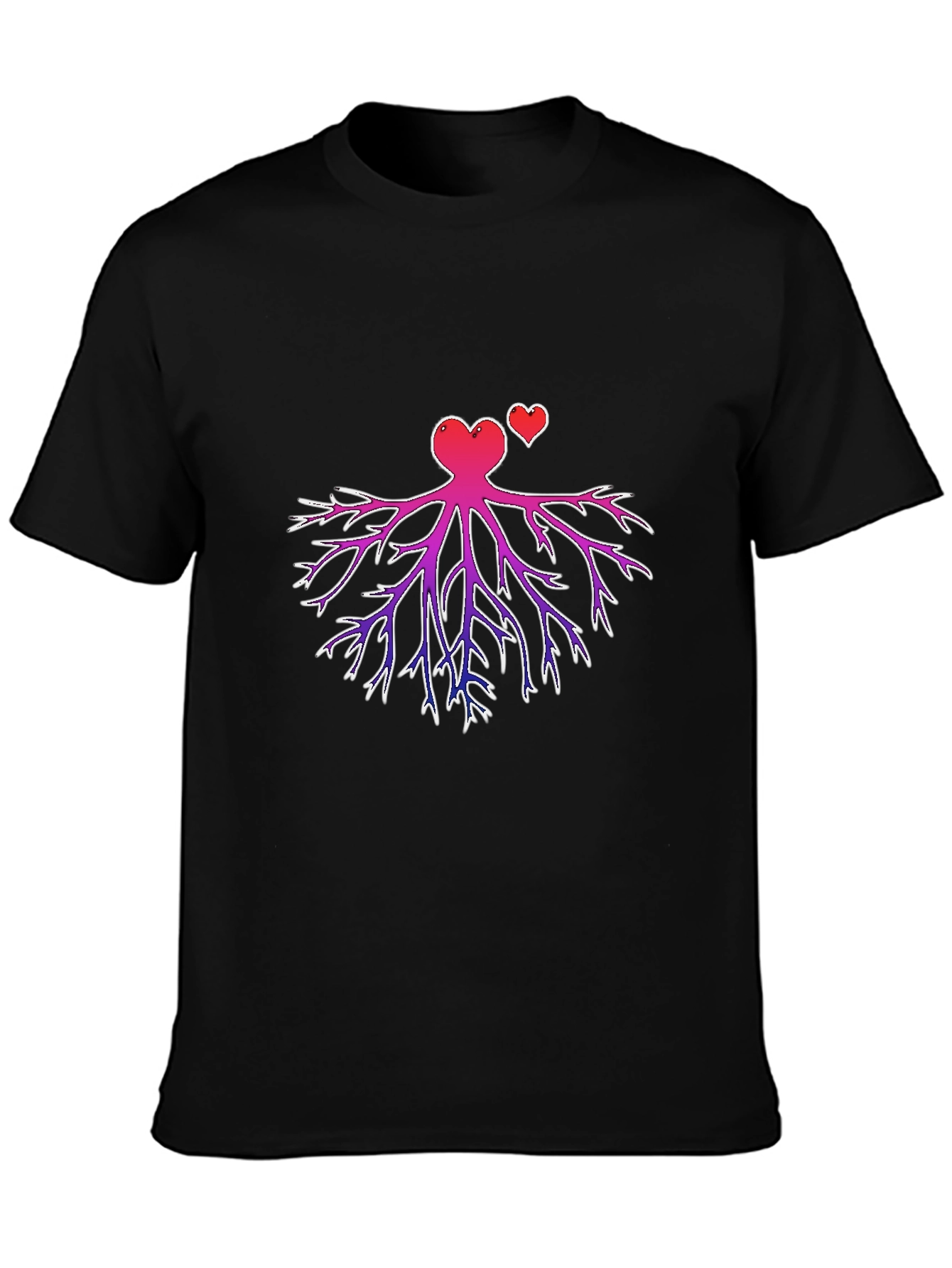 Heart Root Design Black T-Shirt
