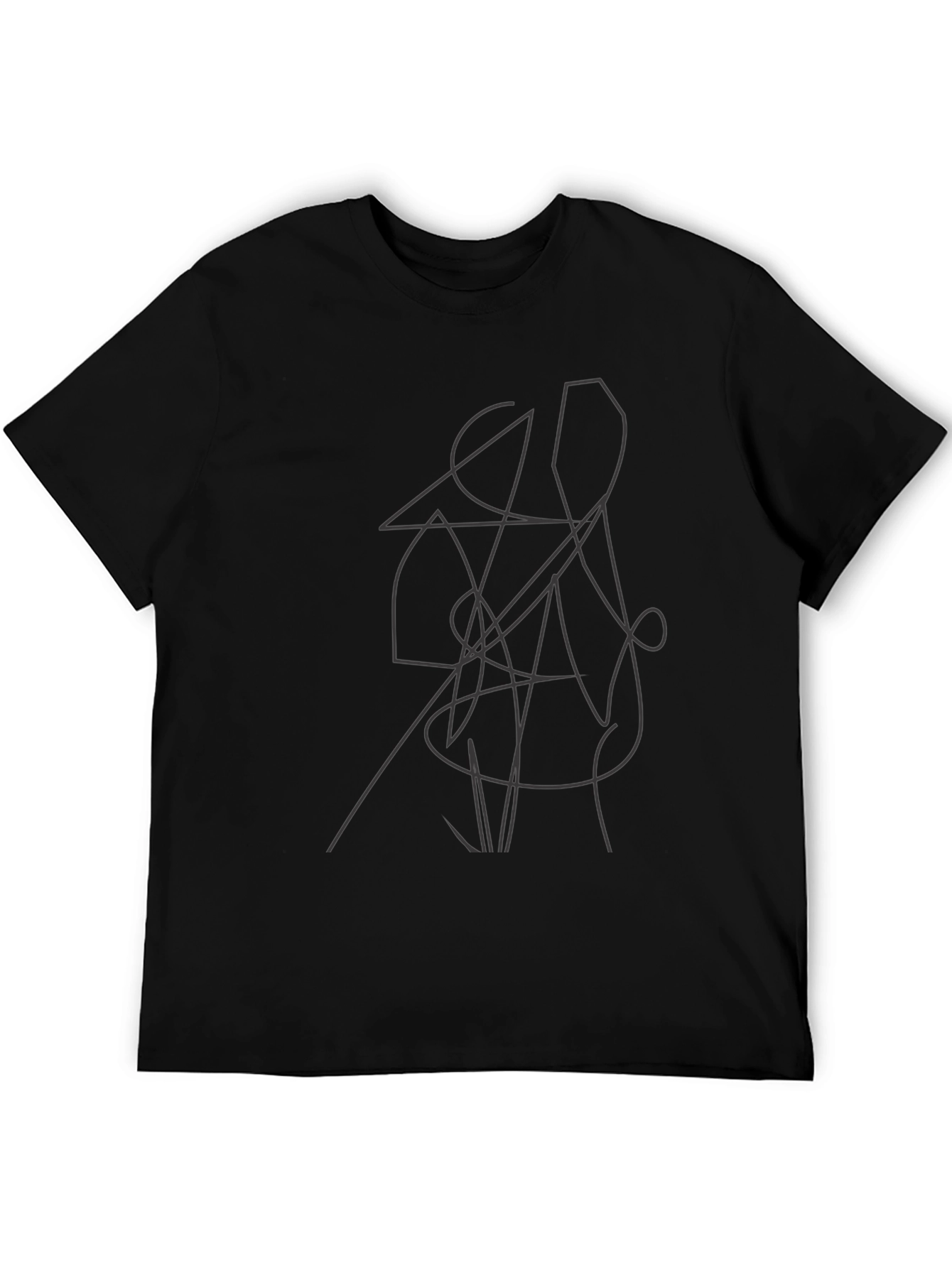 Abstract Line Art Black T-Shirt