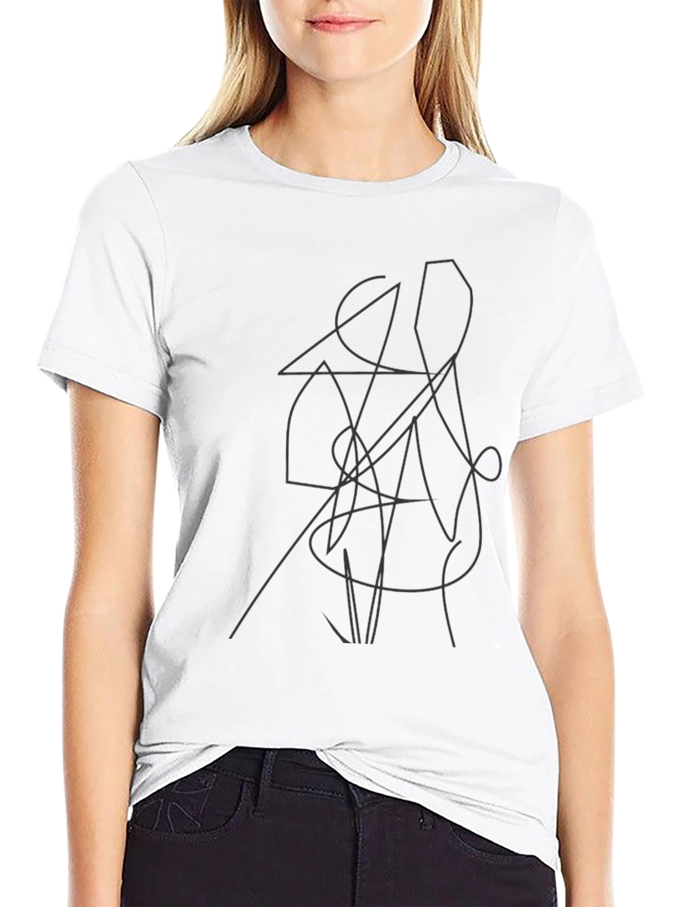Abstract Line Art Black T-Shirt