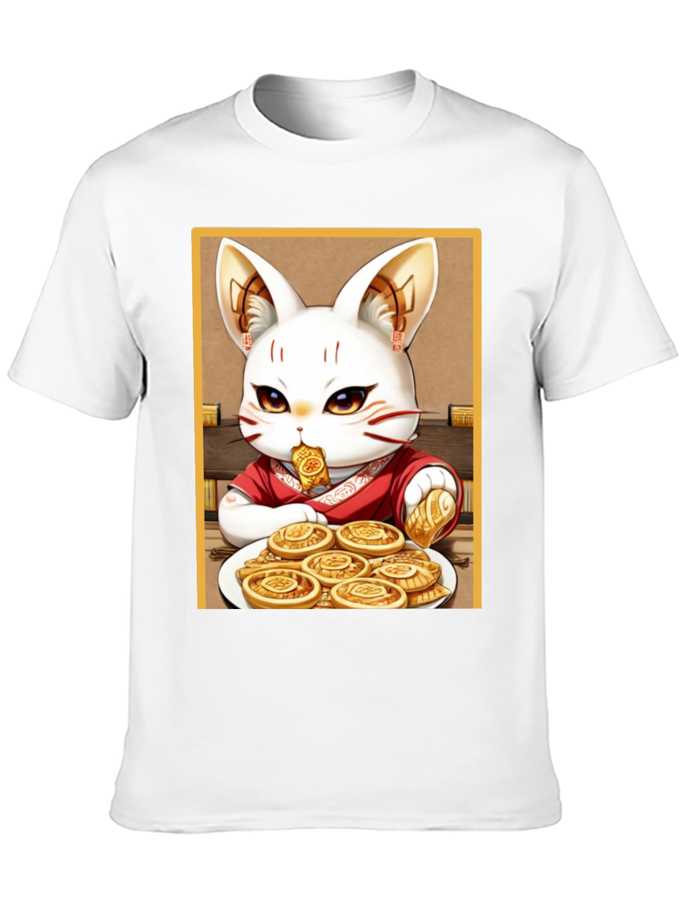 Lucky Cat T-Shirt - Whimsical Anime Design