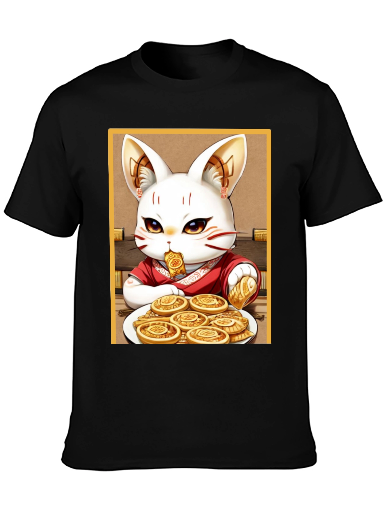Lucky Cat T-Shirt - Whimsical Anime Design