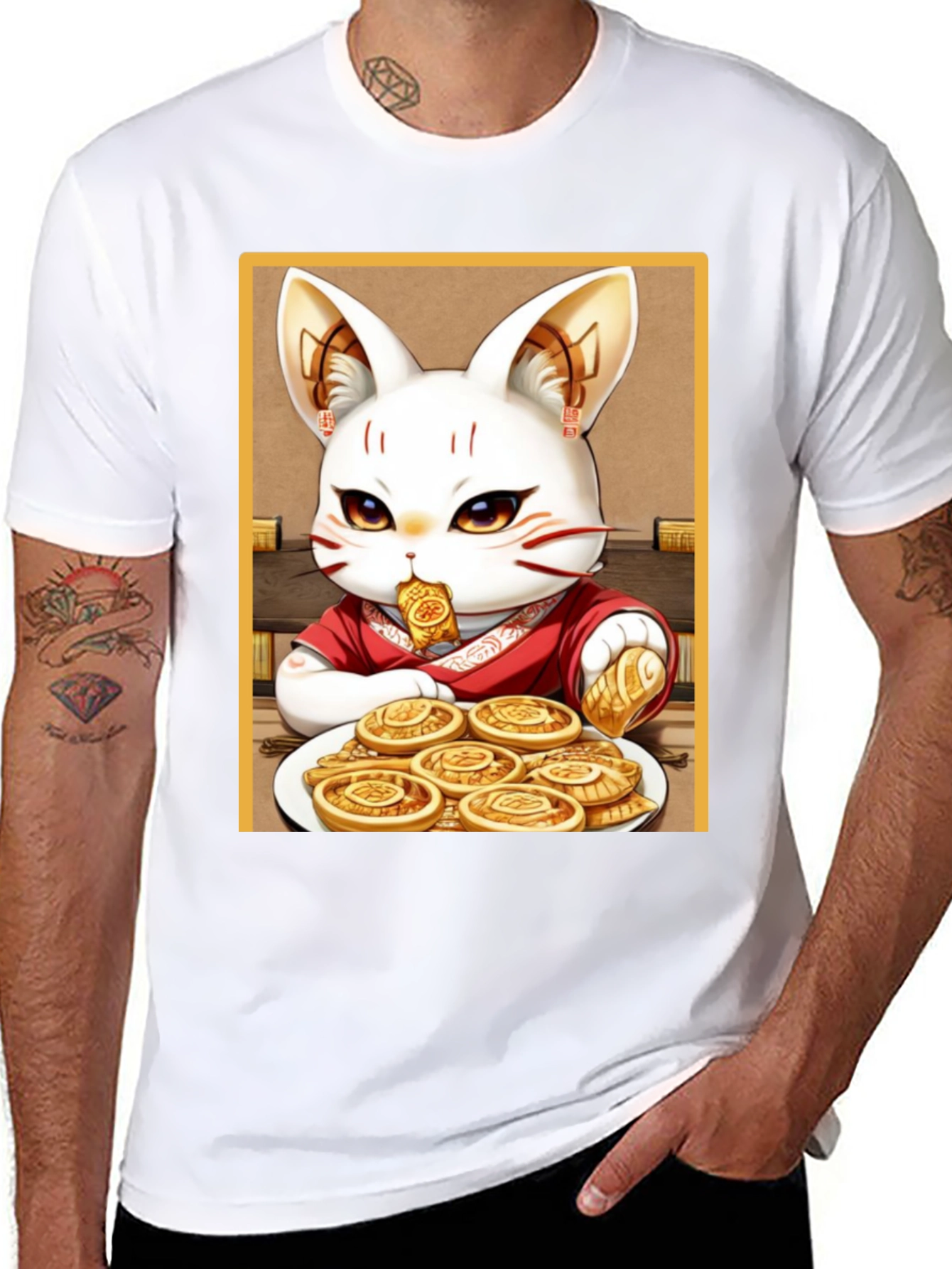 Lucky Cat T-Shirt - Whimsical Anime Design