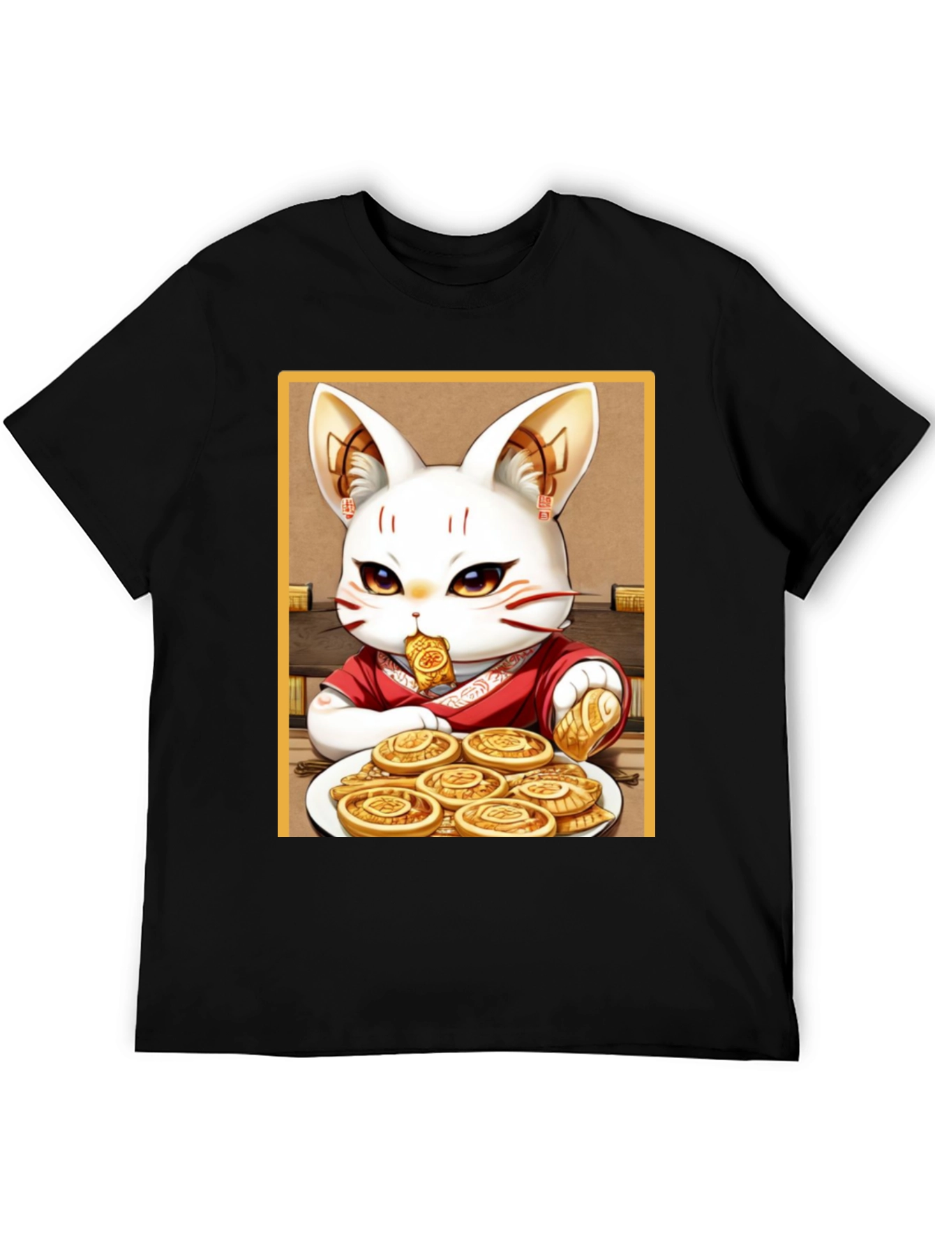 Lucky Cat T-Shirt - Whimsical Anime Design