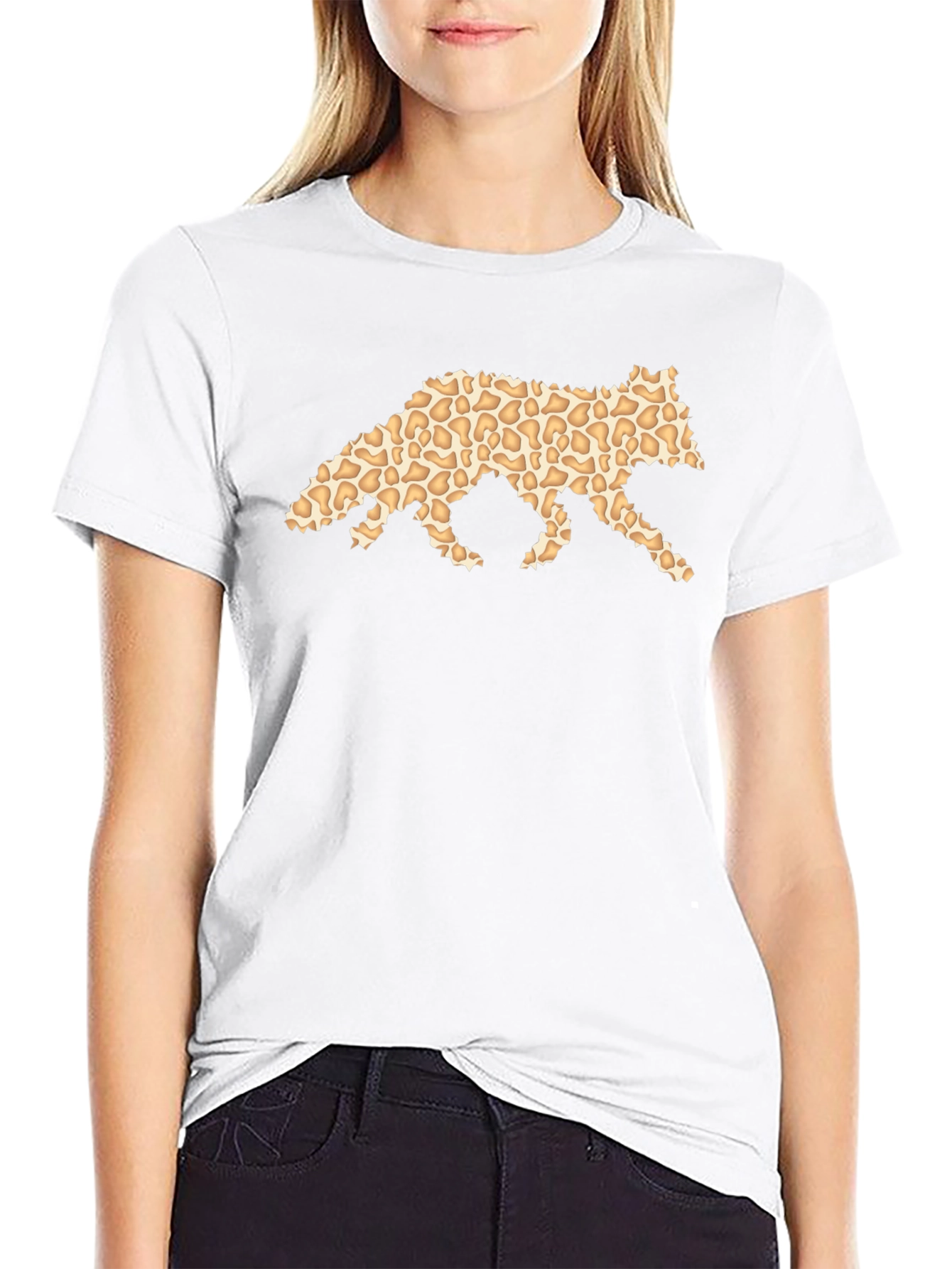 Cool Leopard Print Fox Graphic T-Shirt