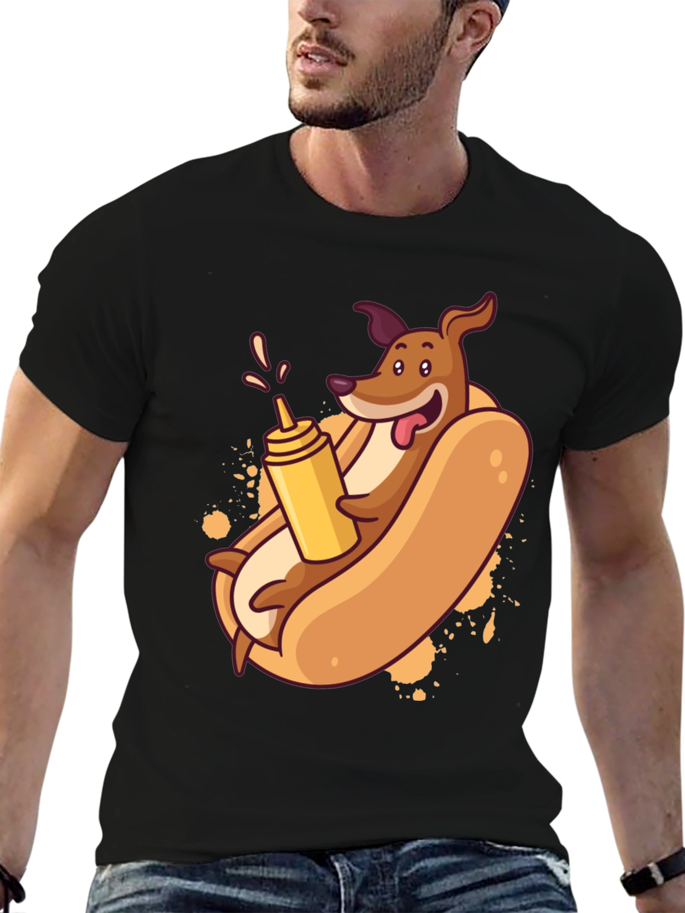 Funny Dachshund Hot Dog Cartoon T-Shirt