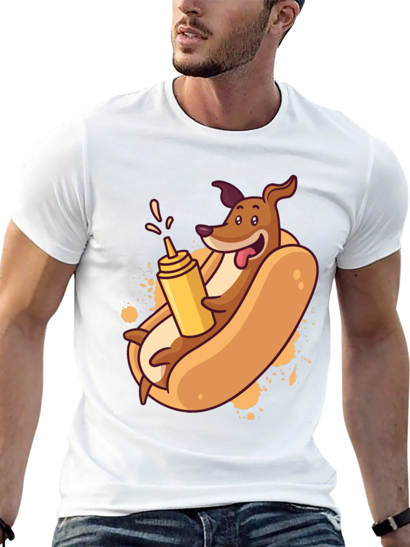 Funny Dachshund Hot Dog Cartoon T-Shirt
