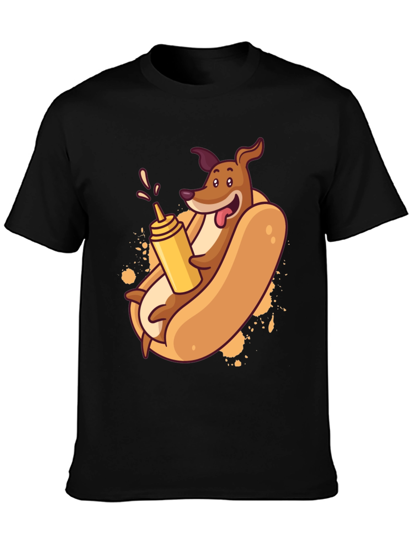 Funny Dachshund Hot Dog Cartoon T-Shirt