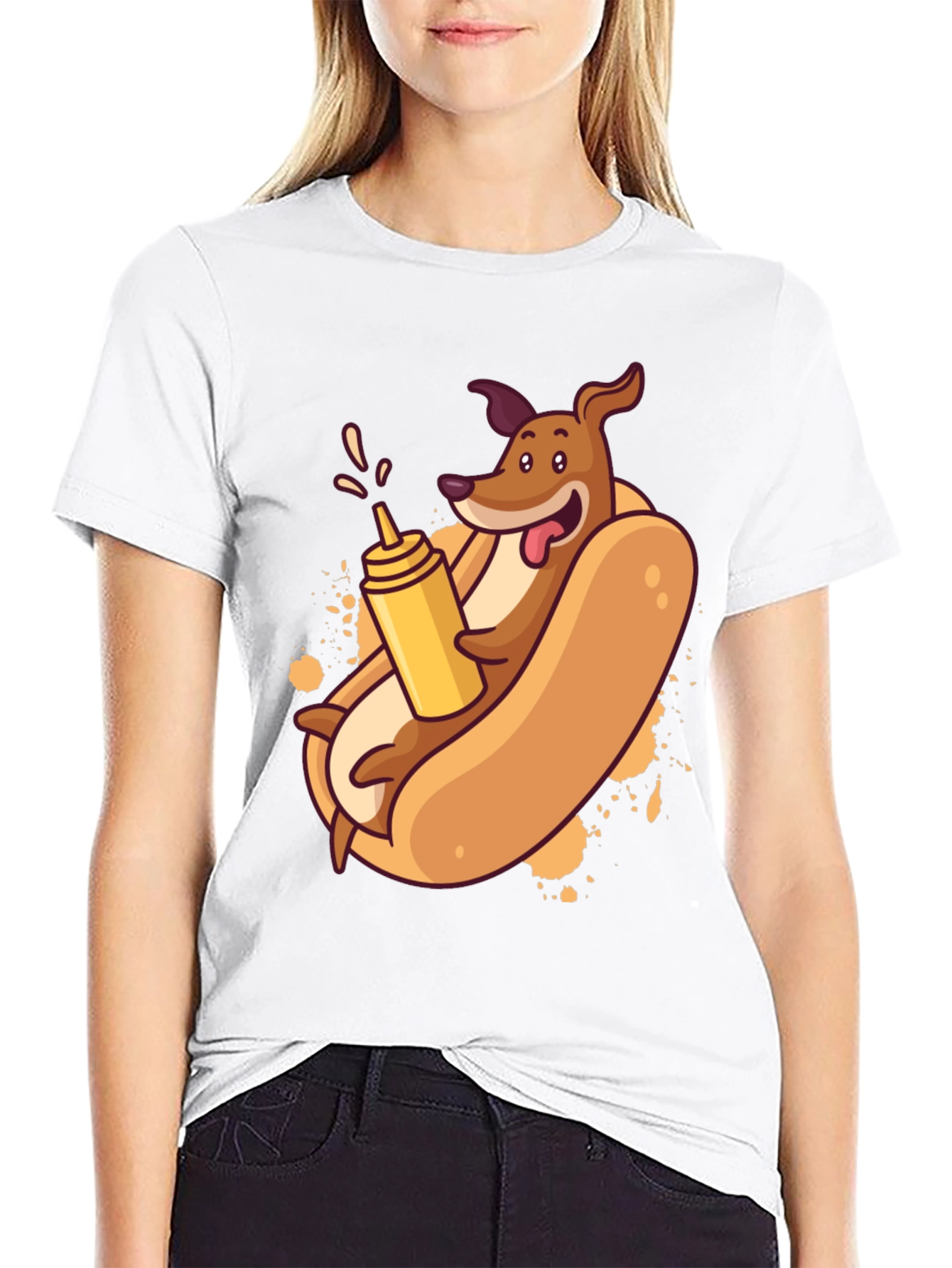 Funny Dachshund Hot Dog Cartoon T-Shirt