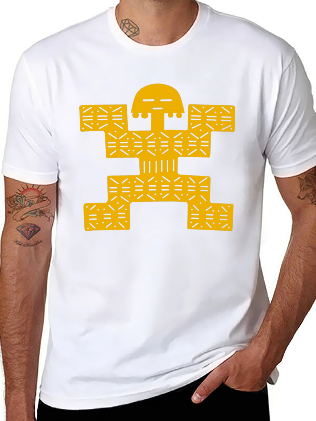 Modern Graphic Tee - Black with Gold Design