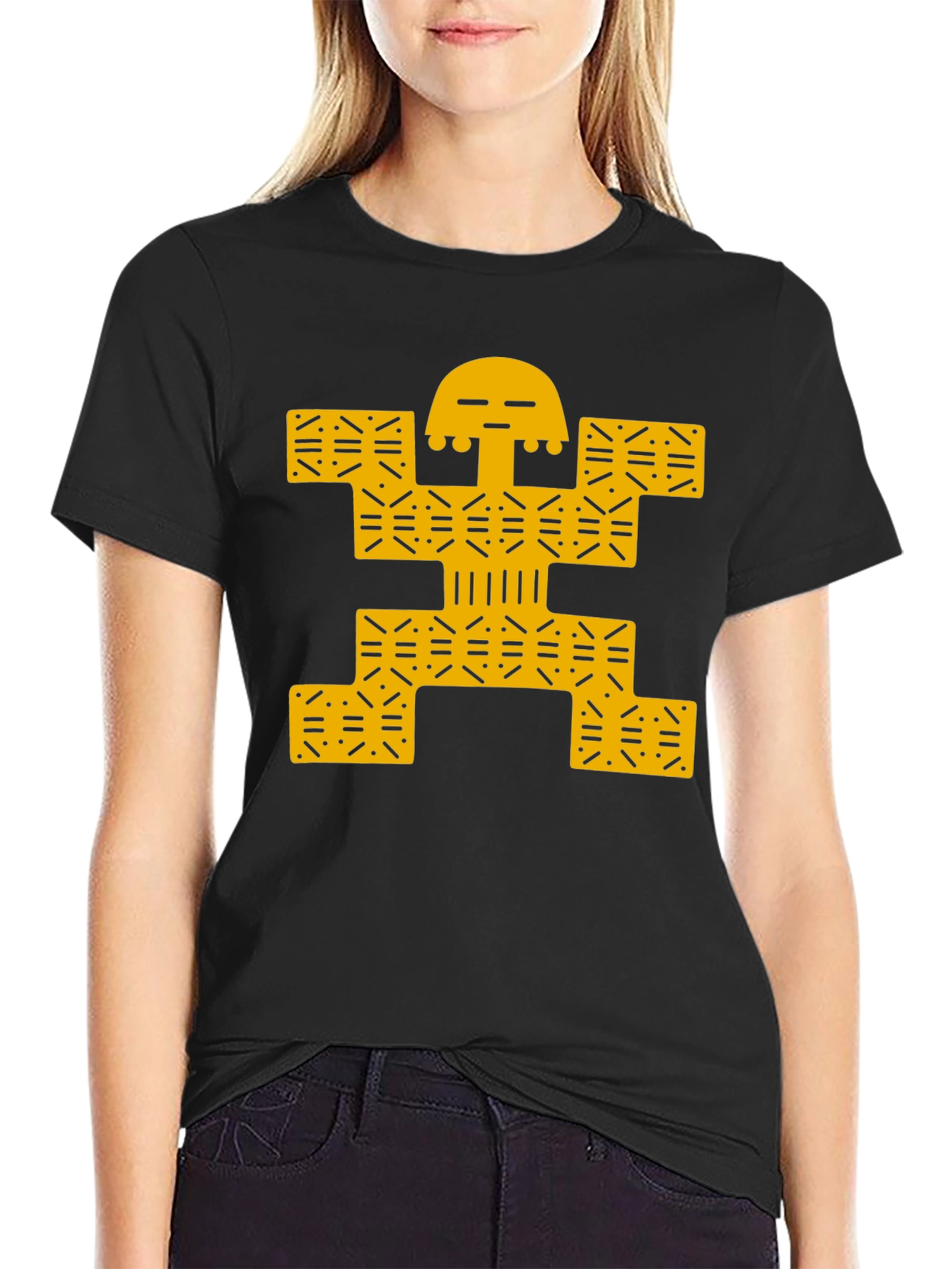 Modern Graphic Tee - Black with Gold Design