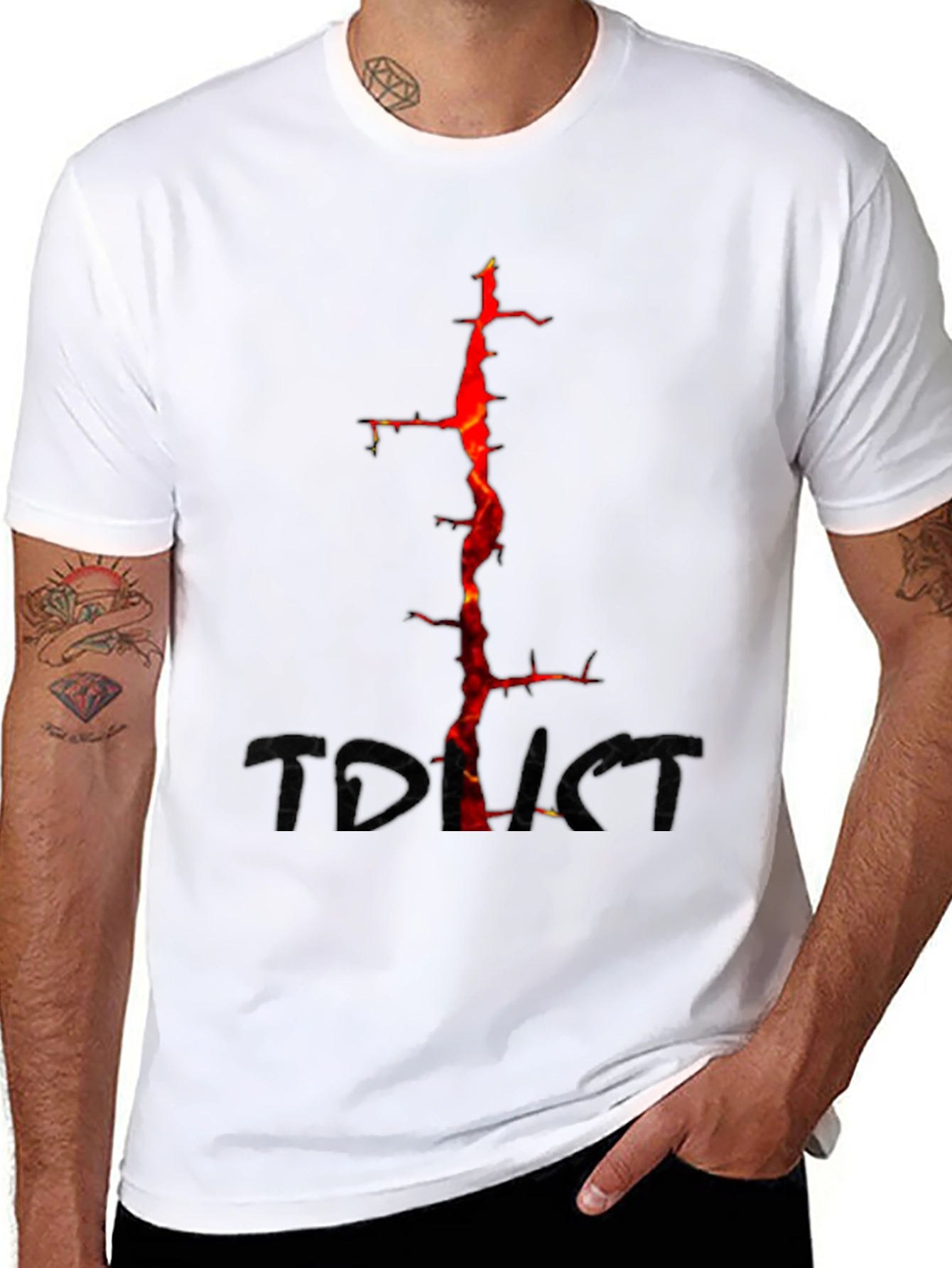 Fiery Thorns Graphic Black T-Shirt